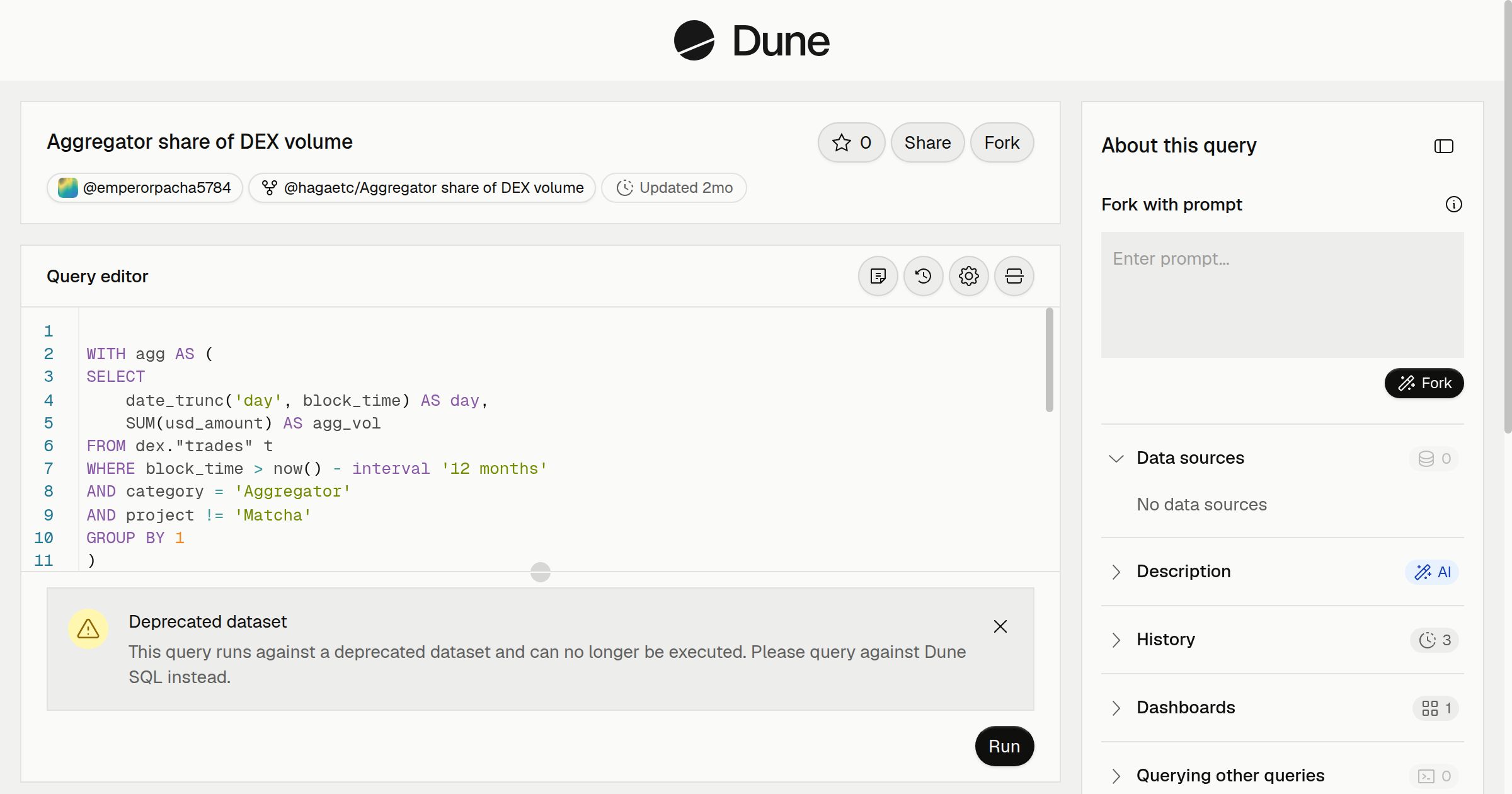 Aggregator share of DEX volume | Dune