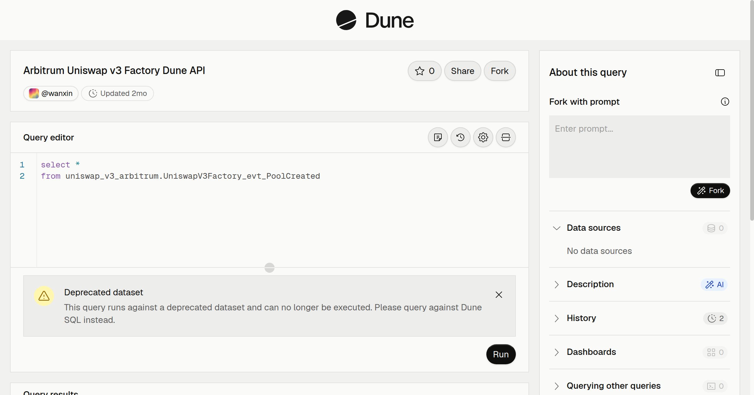 Arbitrum Uniswap v3 Factory Dune API | Dune