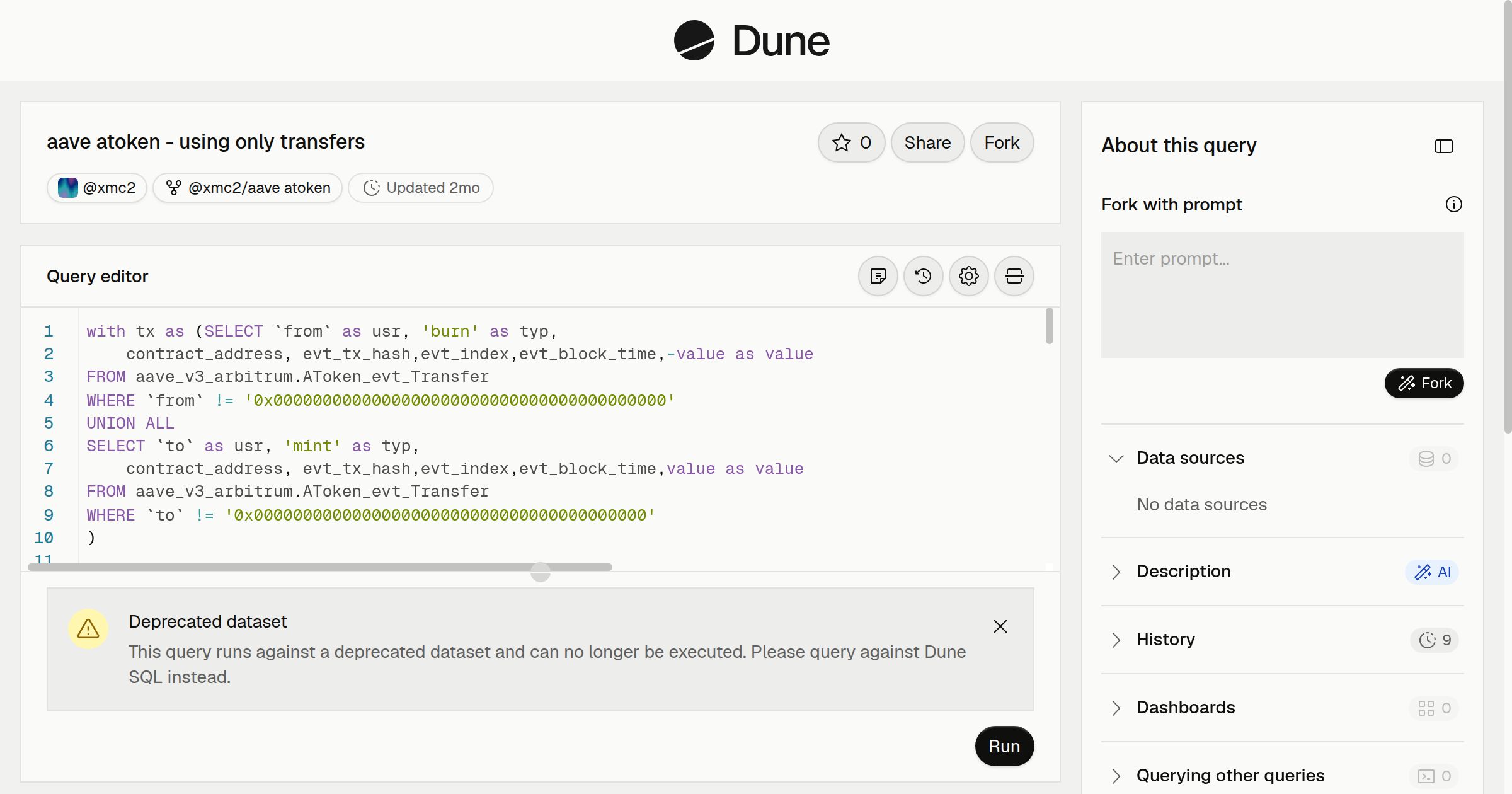 aave atoken - using only transfers | Dune
