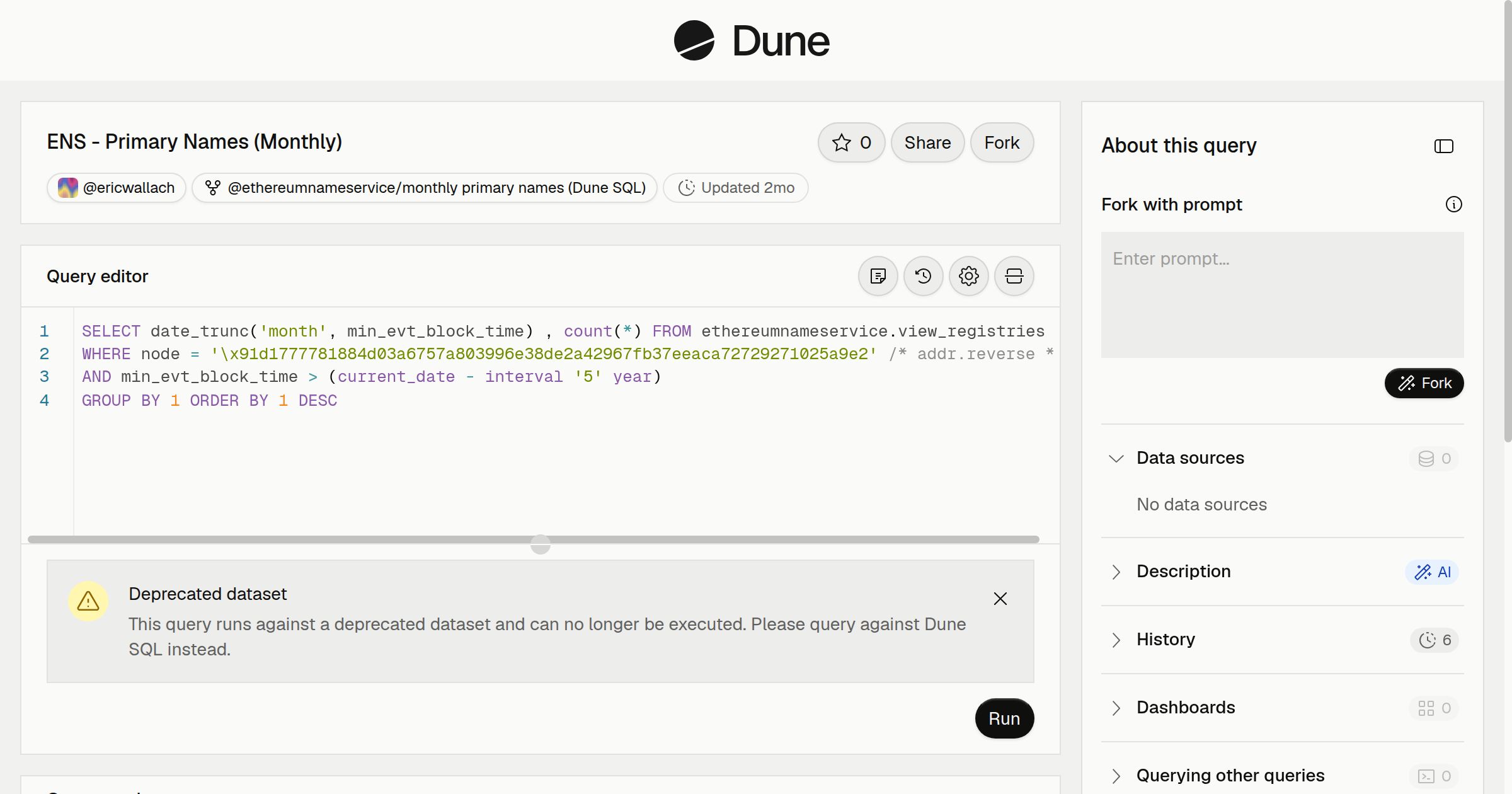 ENS - Primary Names (Monthly) | Dune