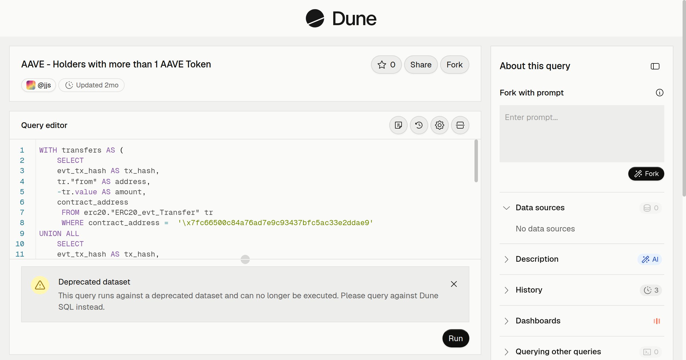 AAVE - Holders with more than 1 AAVE Token | Dune