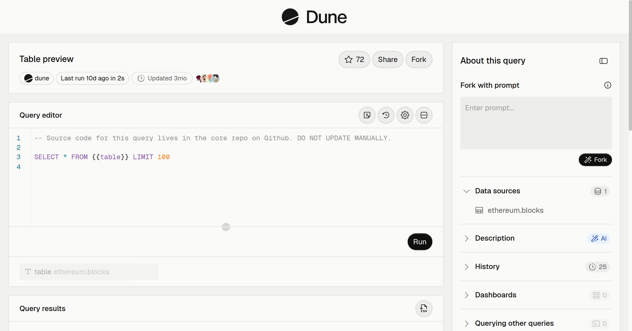 Table preview | Dune