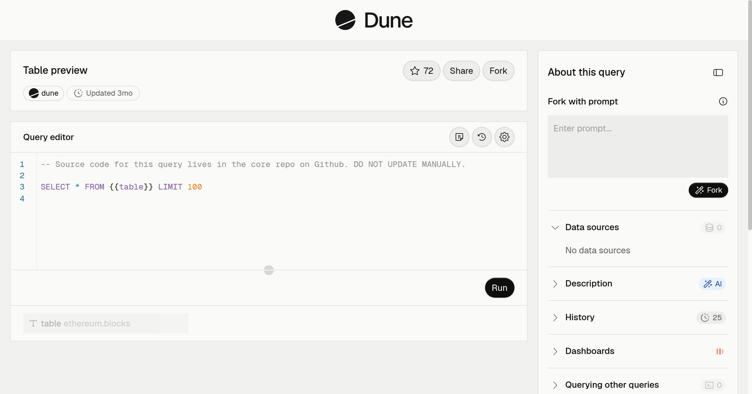 Table preview | Dune