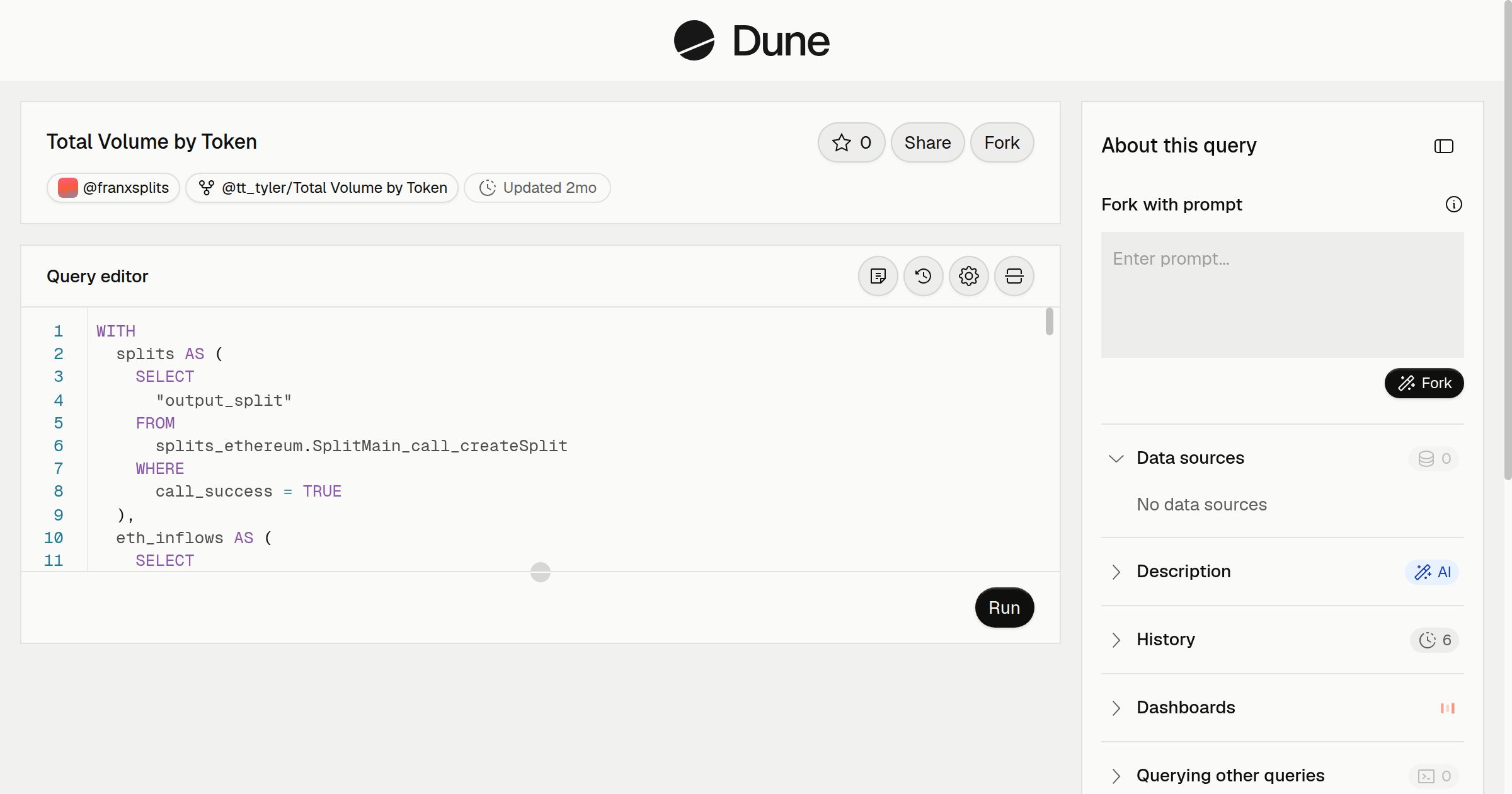 Total Volume by Token | Dune