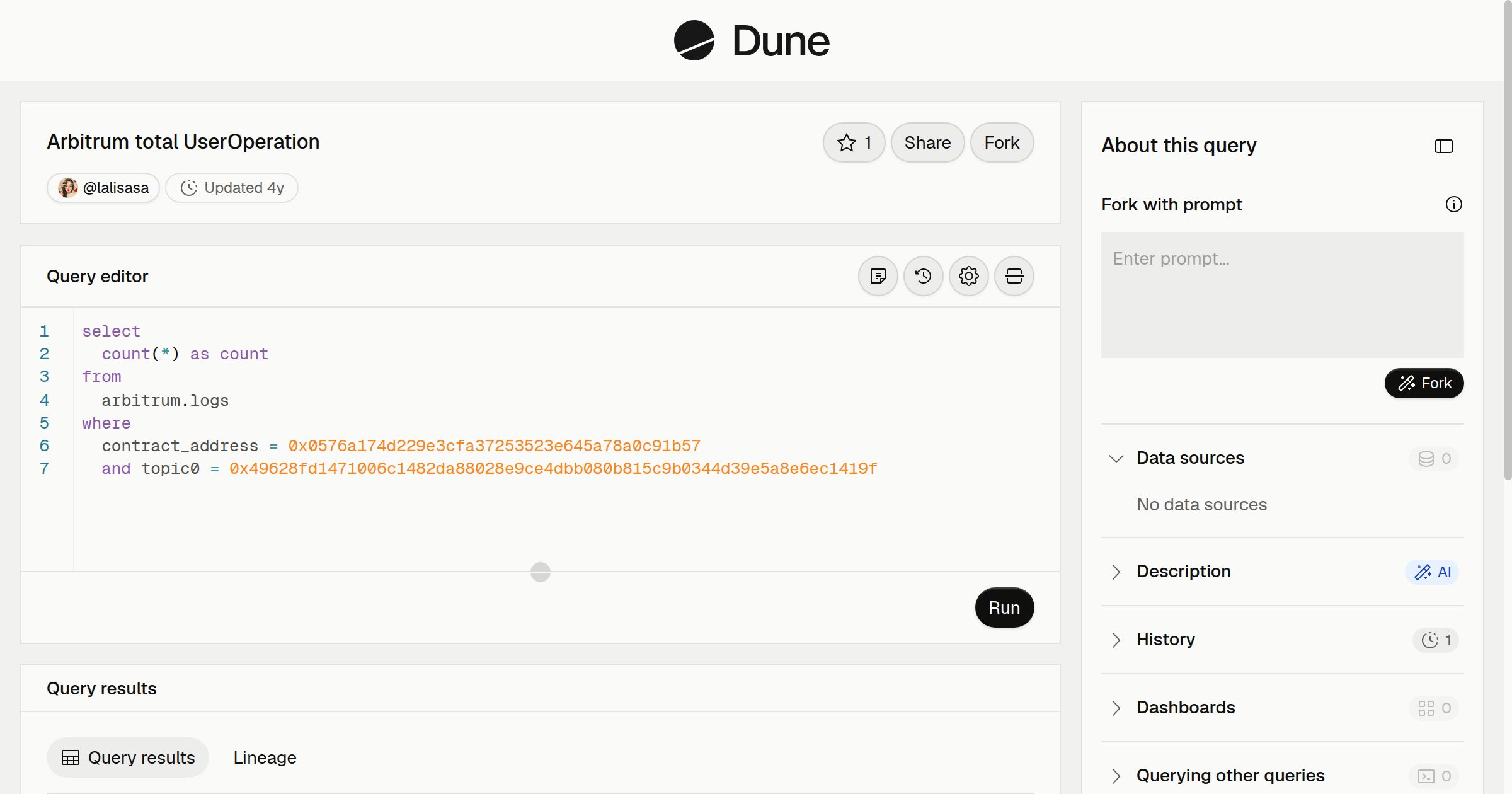Arbitrum total UserOperation | Dune