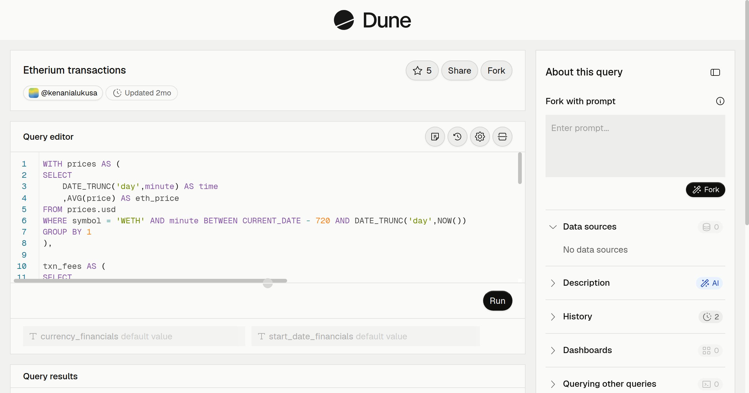 Etherium transactions | Dune