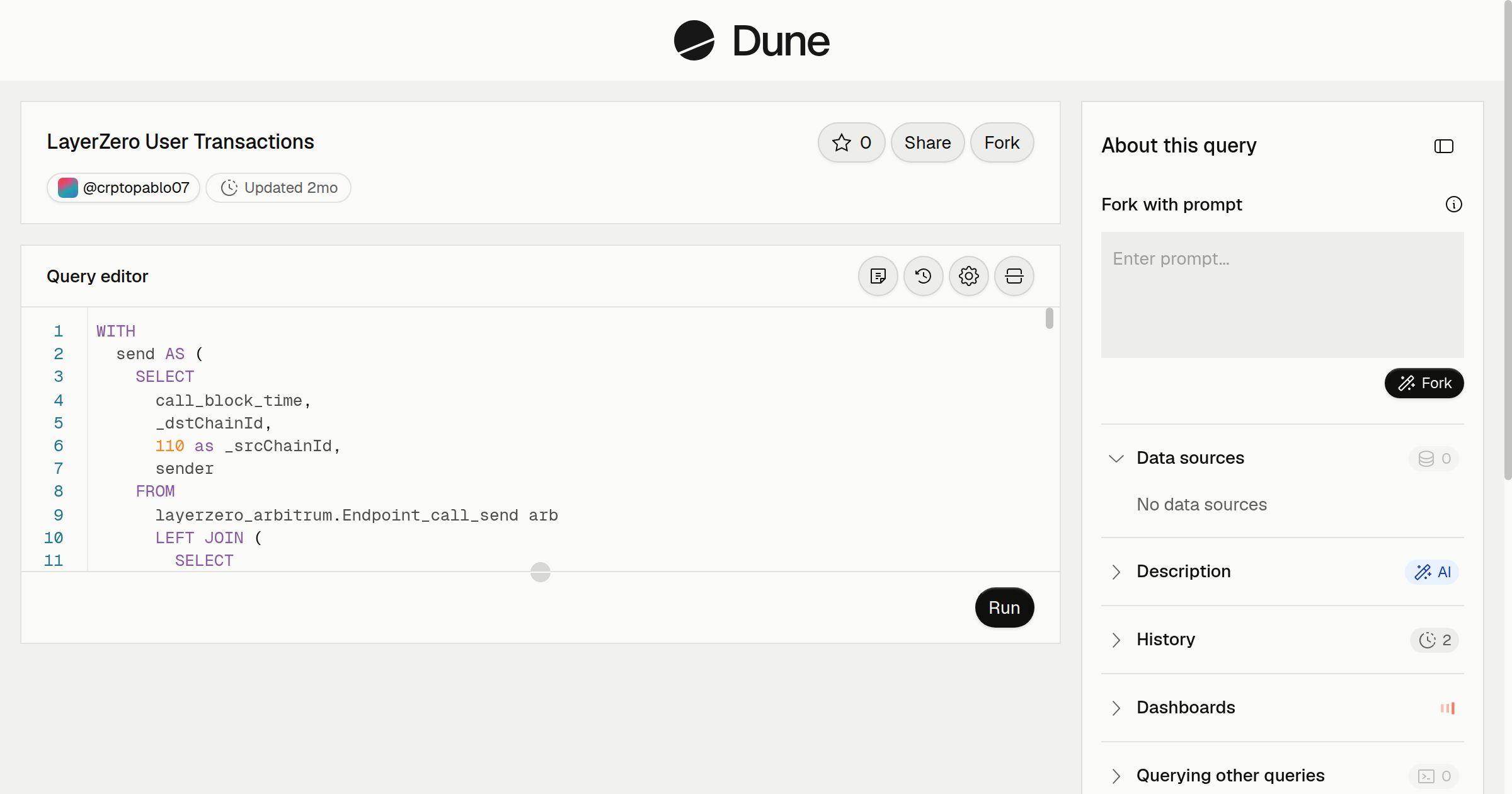 LayerZero User Transactions | Dune