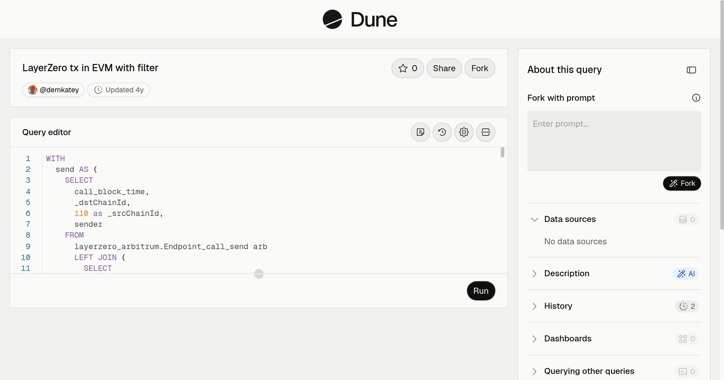 LayerZero tx in EVM with filter | Dune
