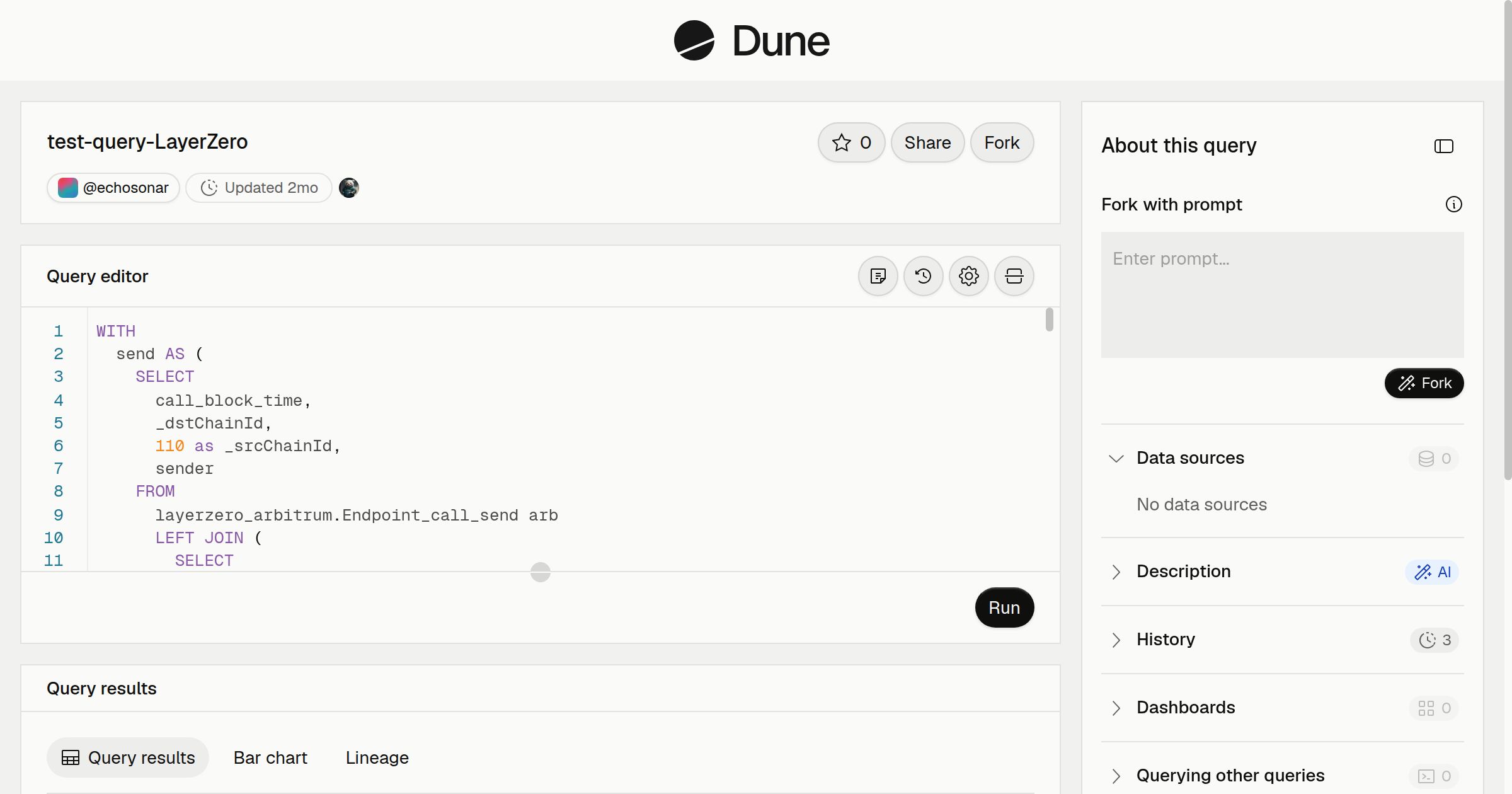 test-query-LayerZero | Dune