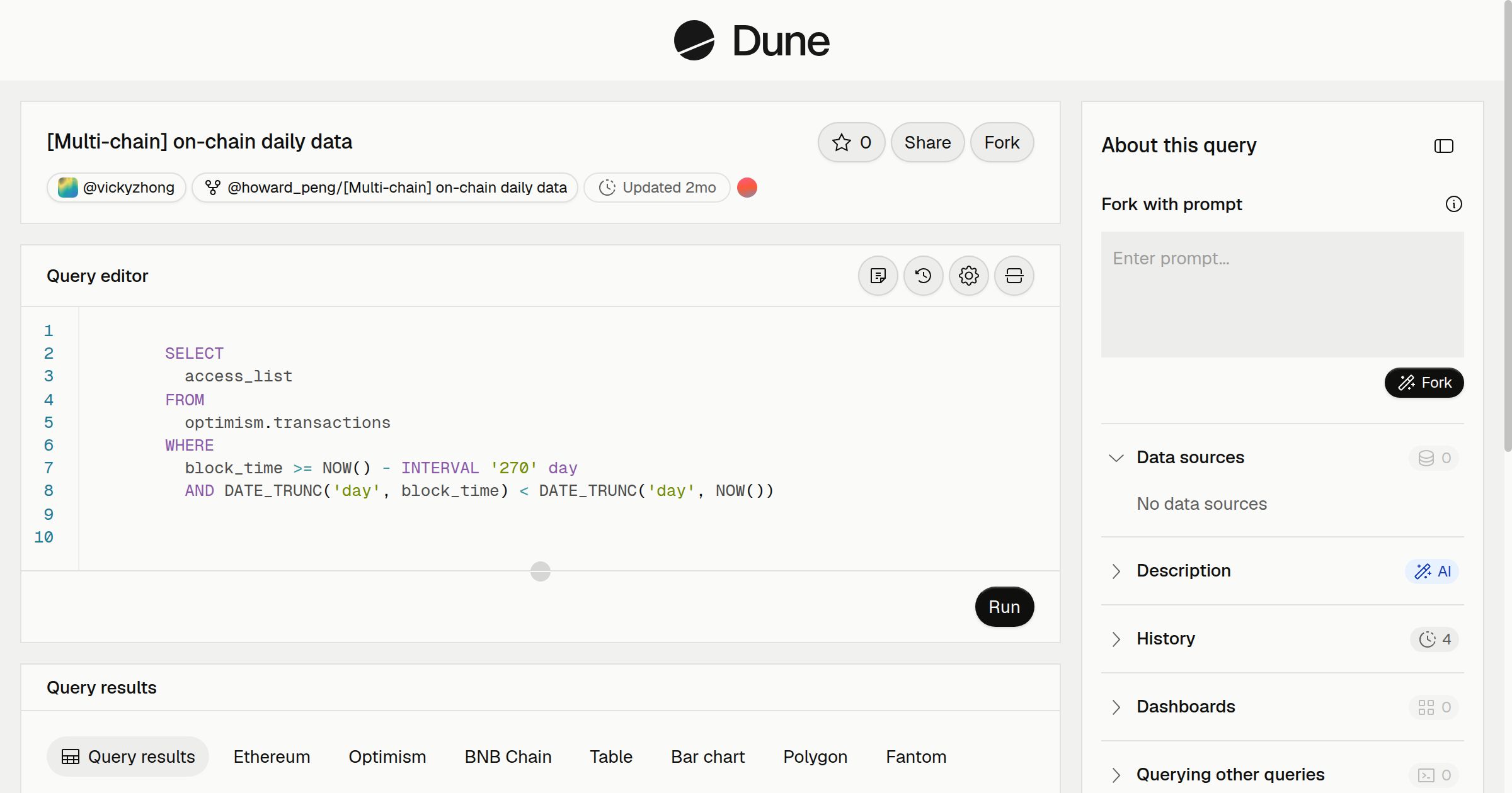 [Multi-chain] on-chain daily data | Dune