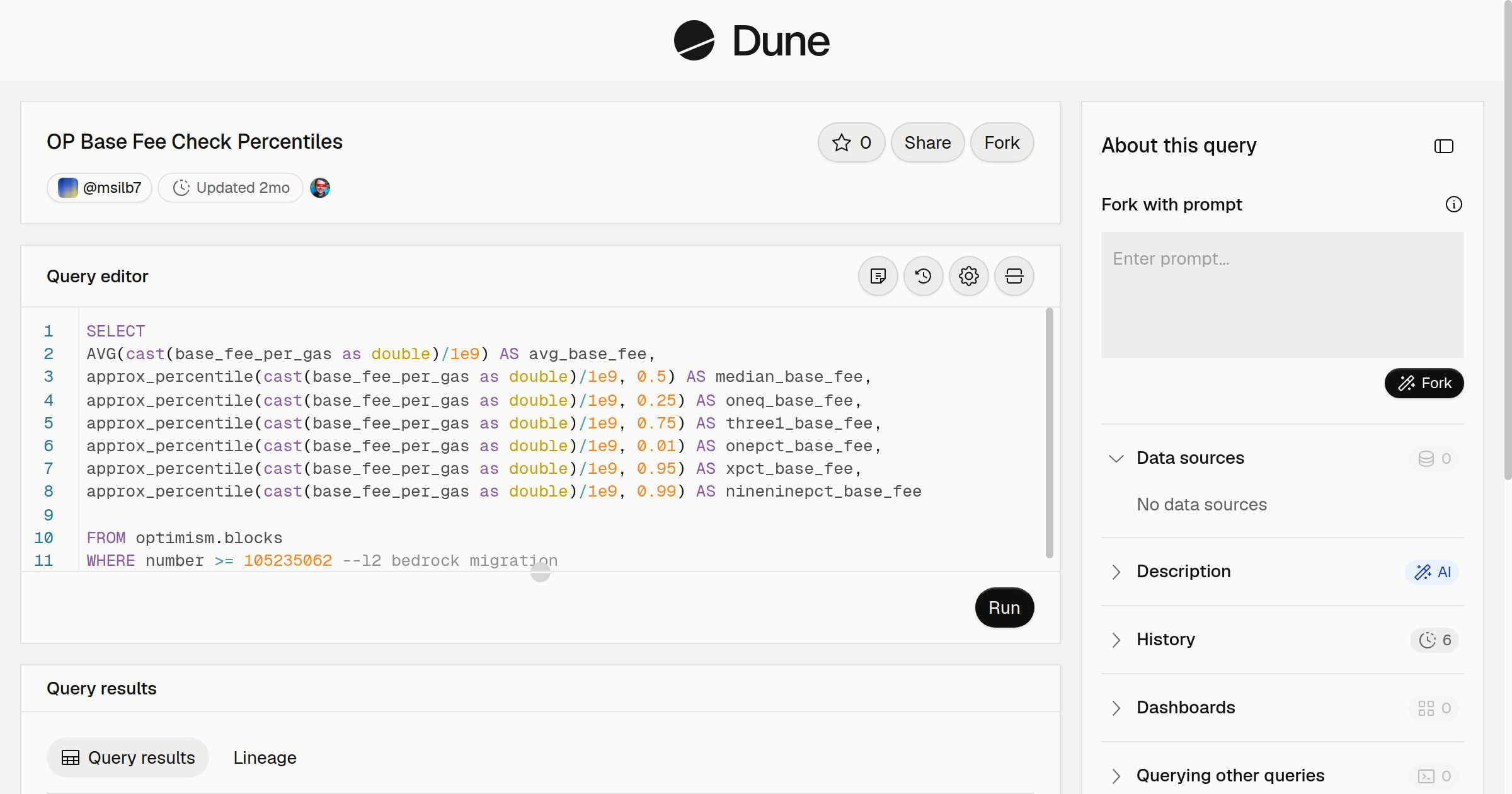 OP Base Fee Check Percentiles | Dune