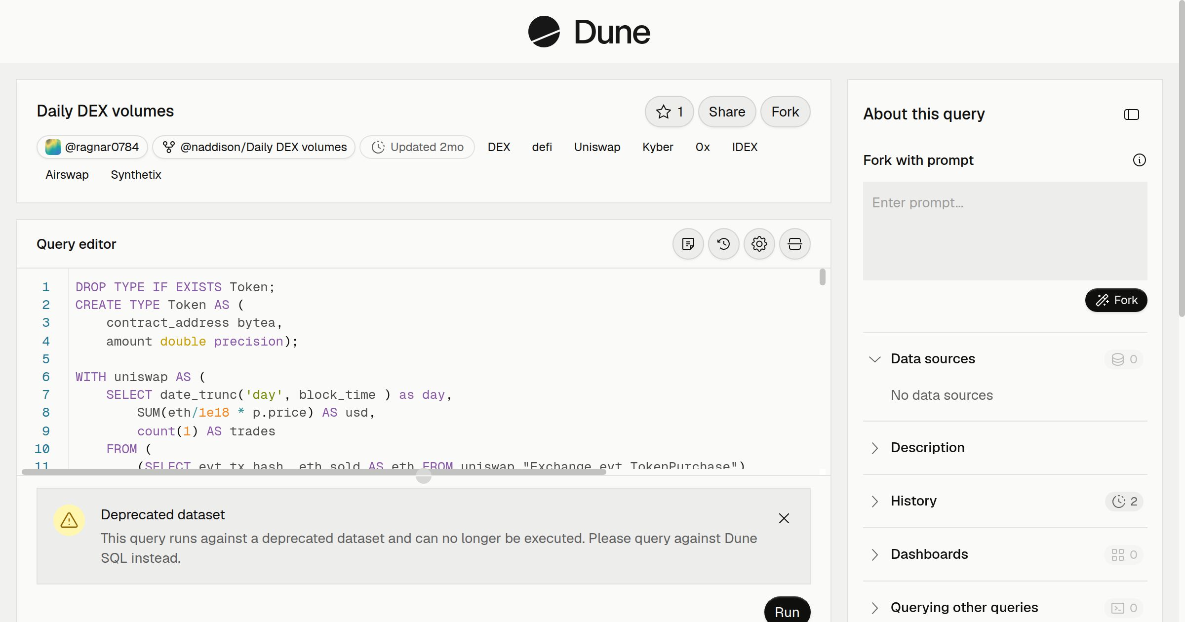 Daily DEX volumes | Dune
