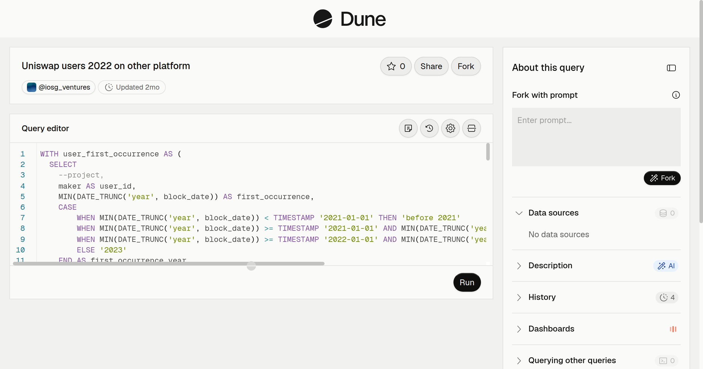 Uniswap users 2022 on other platform | Dune