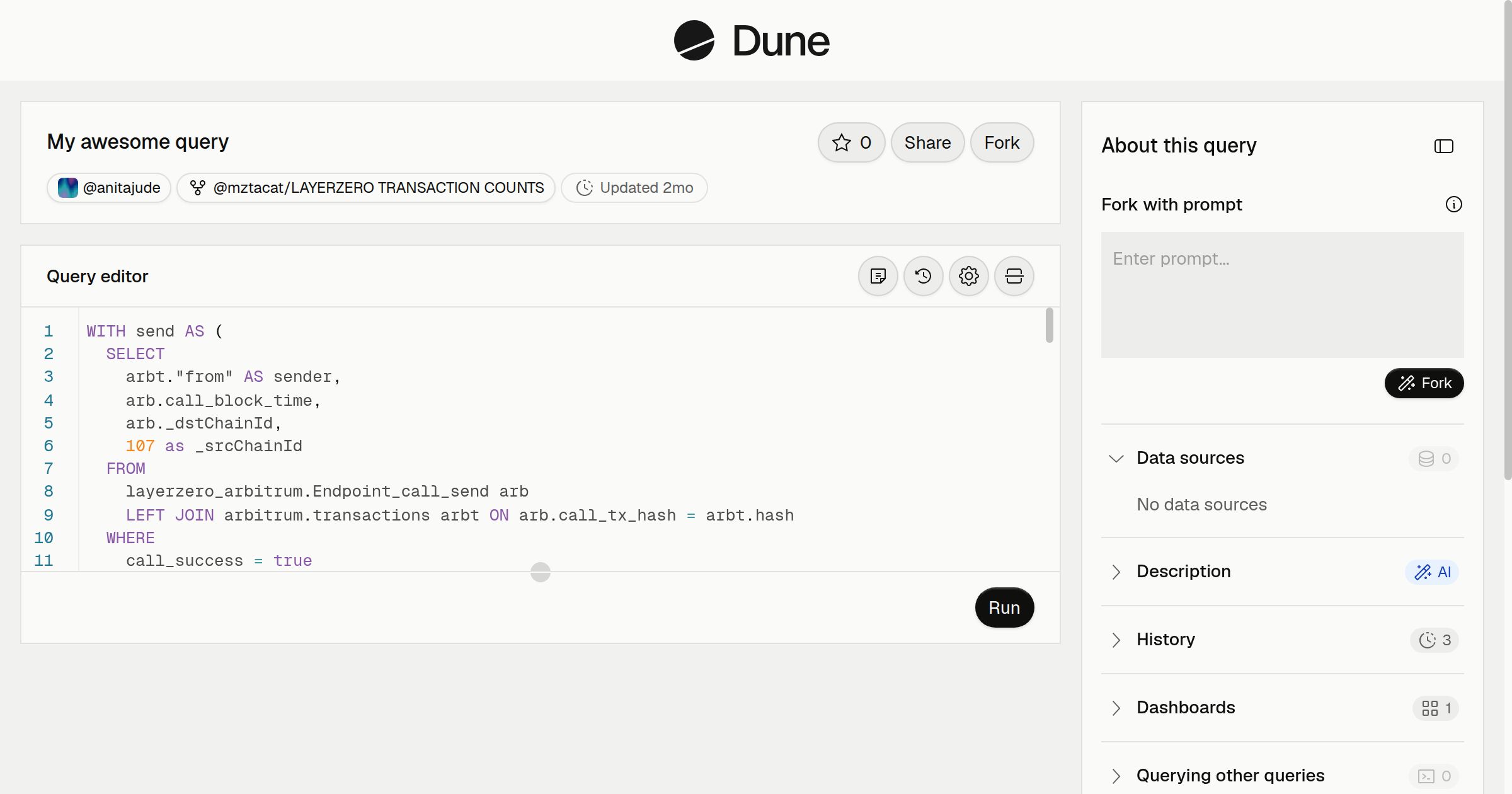 My awesome query | Dune
