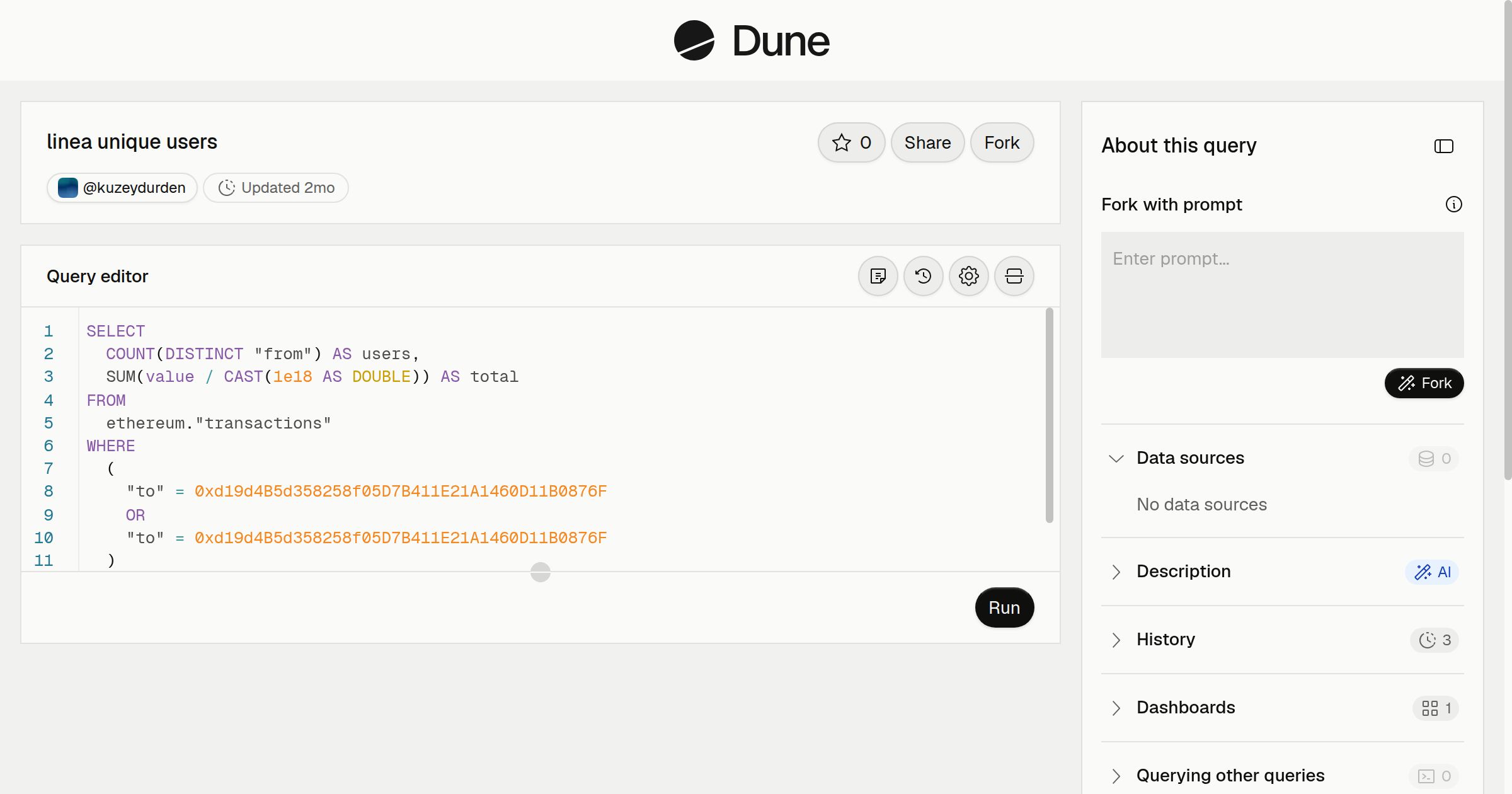 linea unique users | Dune