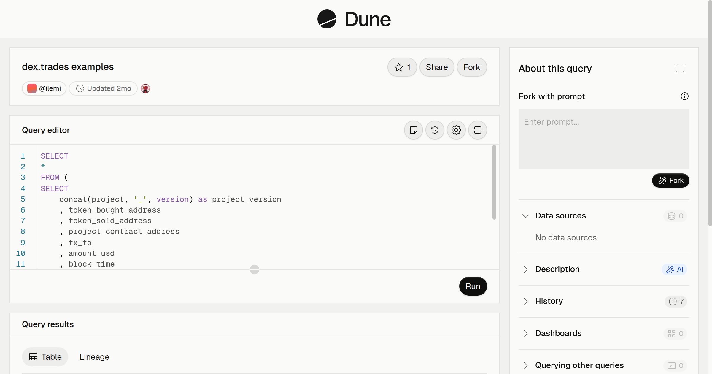 dex.trades examples | Dune