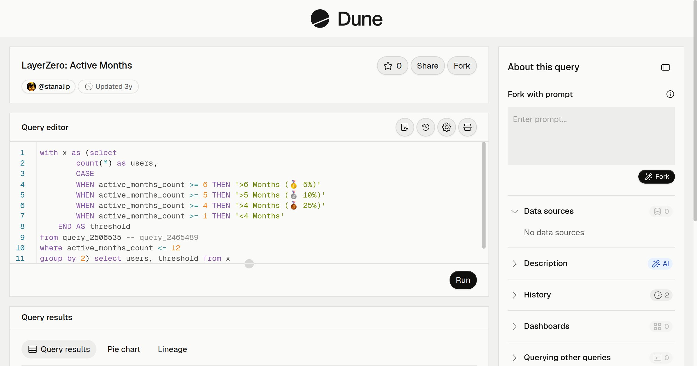 LayerZero: Active Months | Dune