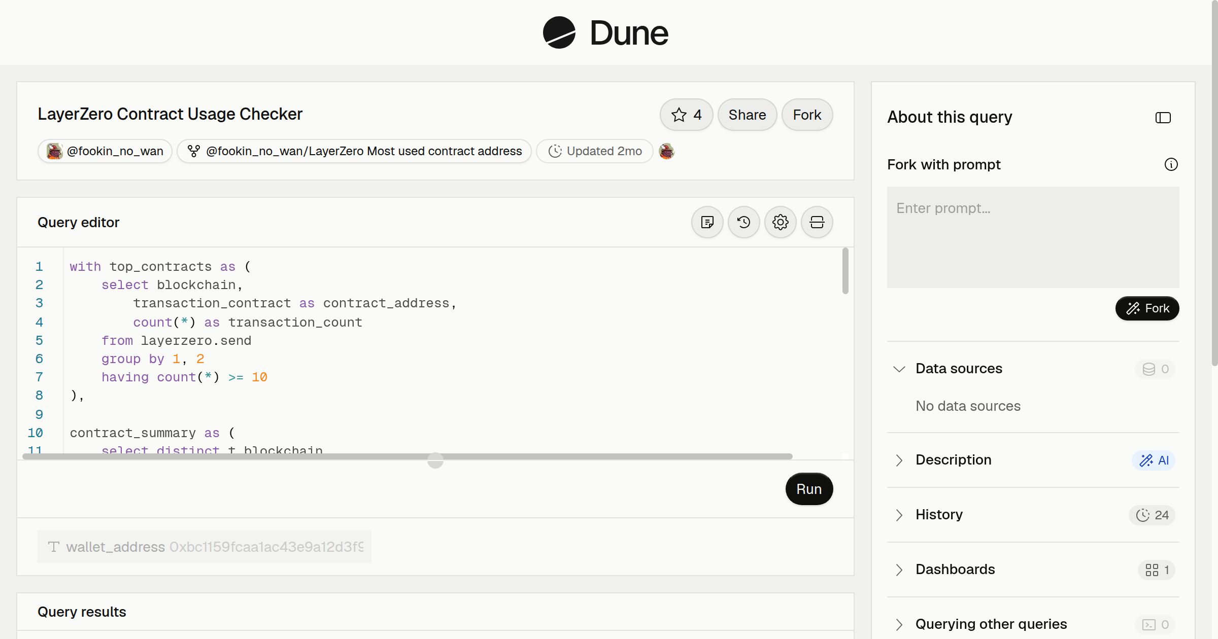 LayerZero Contract Usage Checker | Dune
