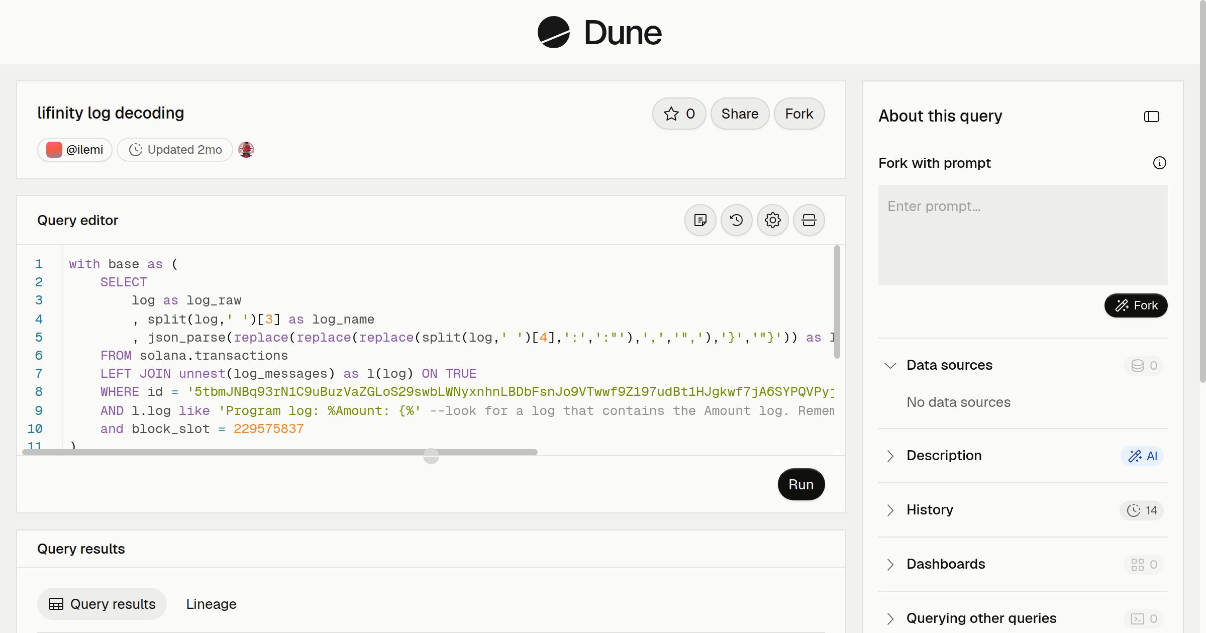 lifinity log decoding | Dune