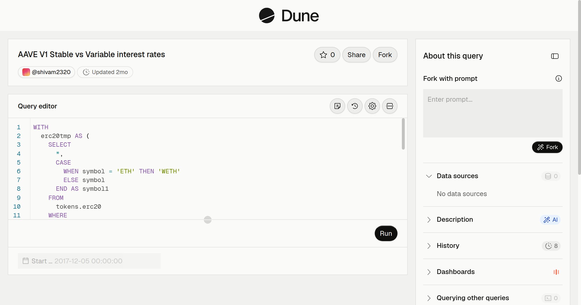 AAVE V1 Stable vs Variable interest rates | Dune