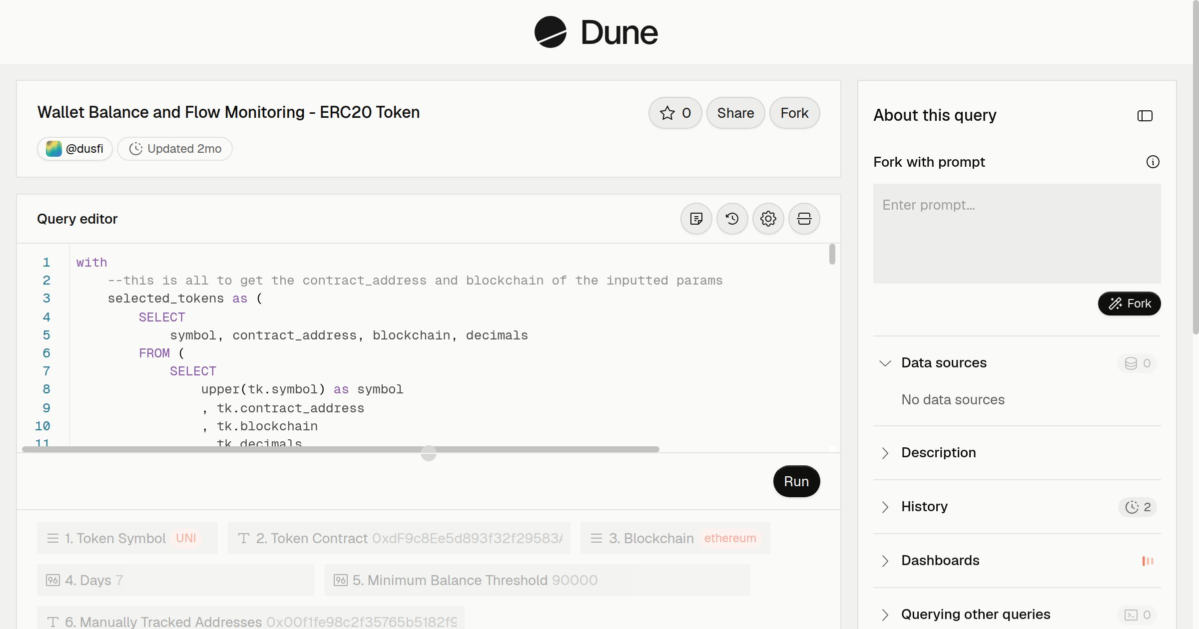 Wallet Balance and Flow Monitoring - ERC20 Token | Dune