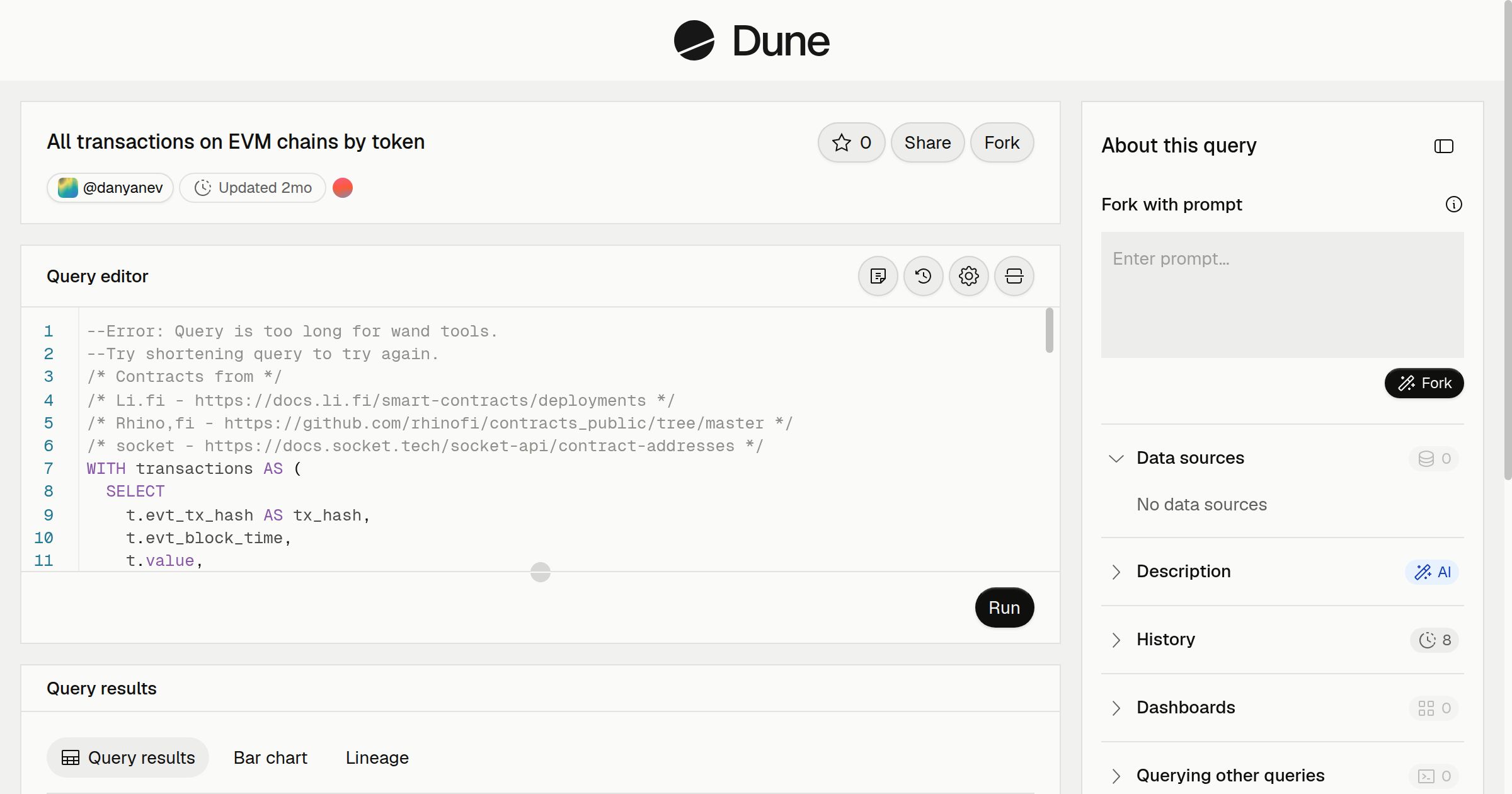 All transactions on EVM chains by token | Dune
