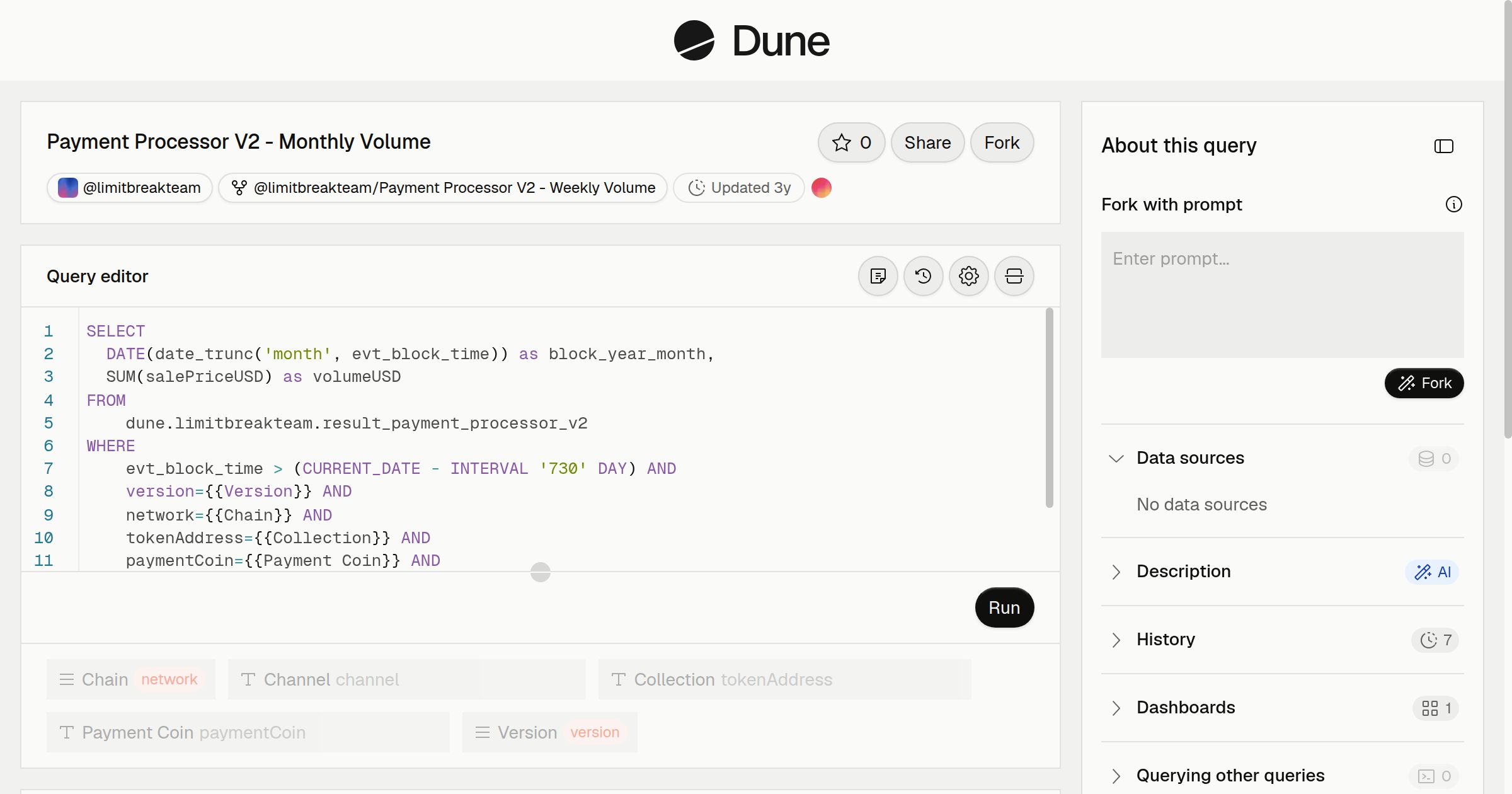 Payment Processor V2 - Monthly Volume | Dune