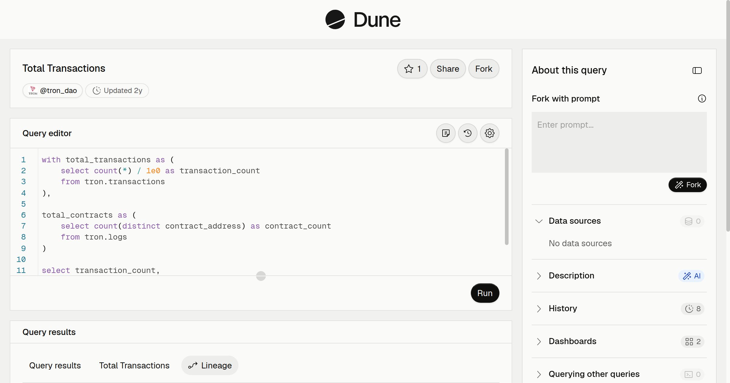 Total Transactions | Dune