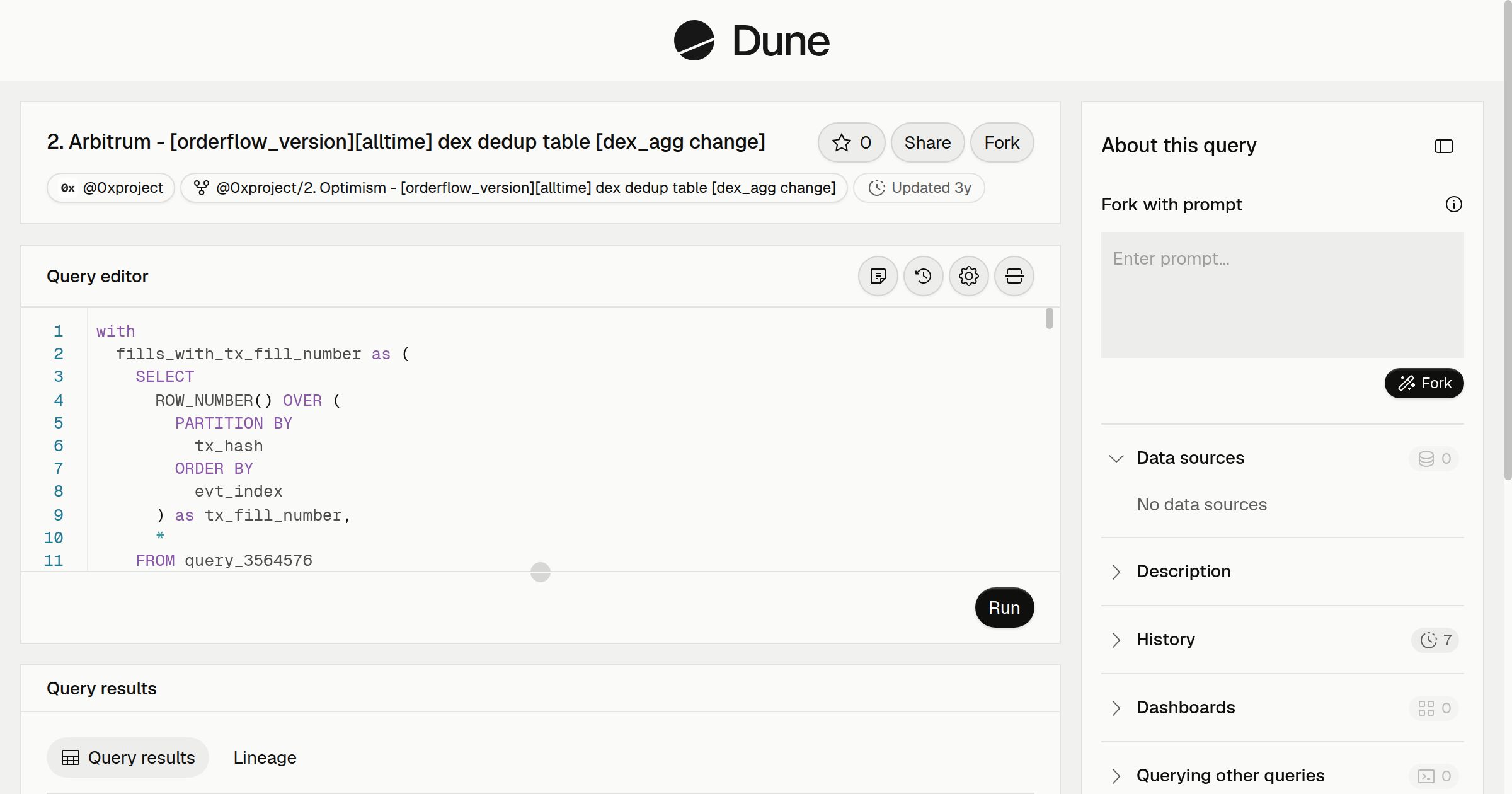 2. Arbitrum - [orderflow_version][alltime] dex dedup table [dex_agg ...