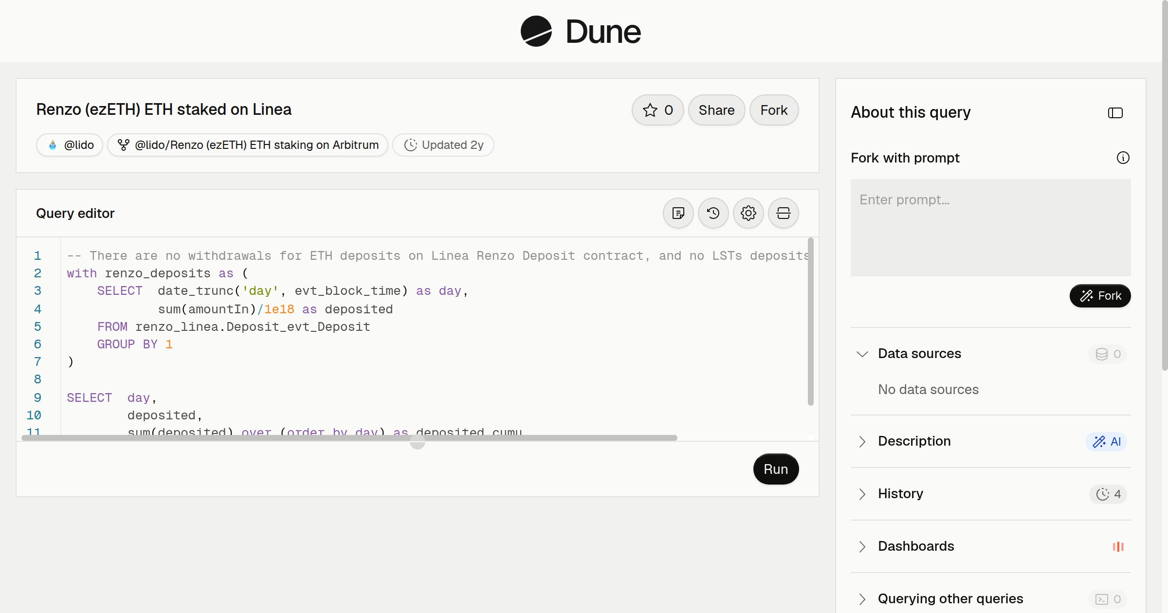 Renzo (ezETH) ETH staked on Linea | Dune