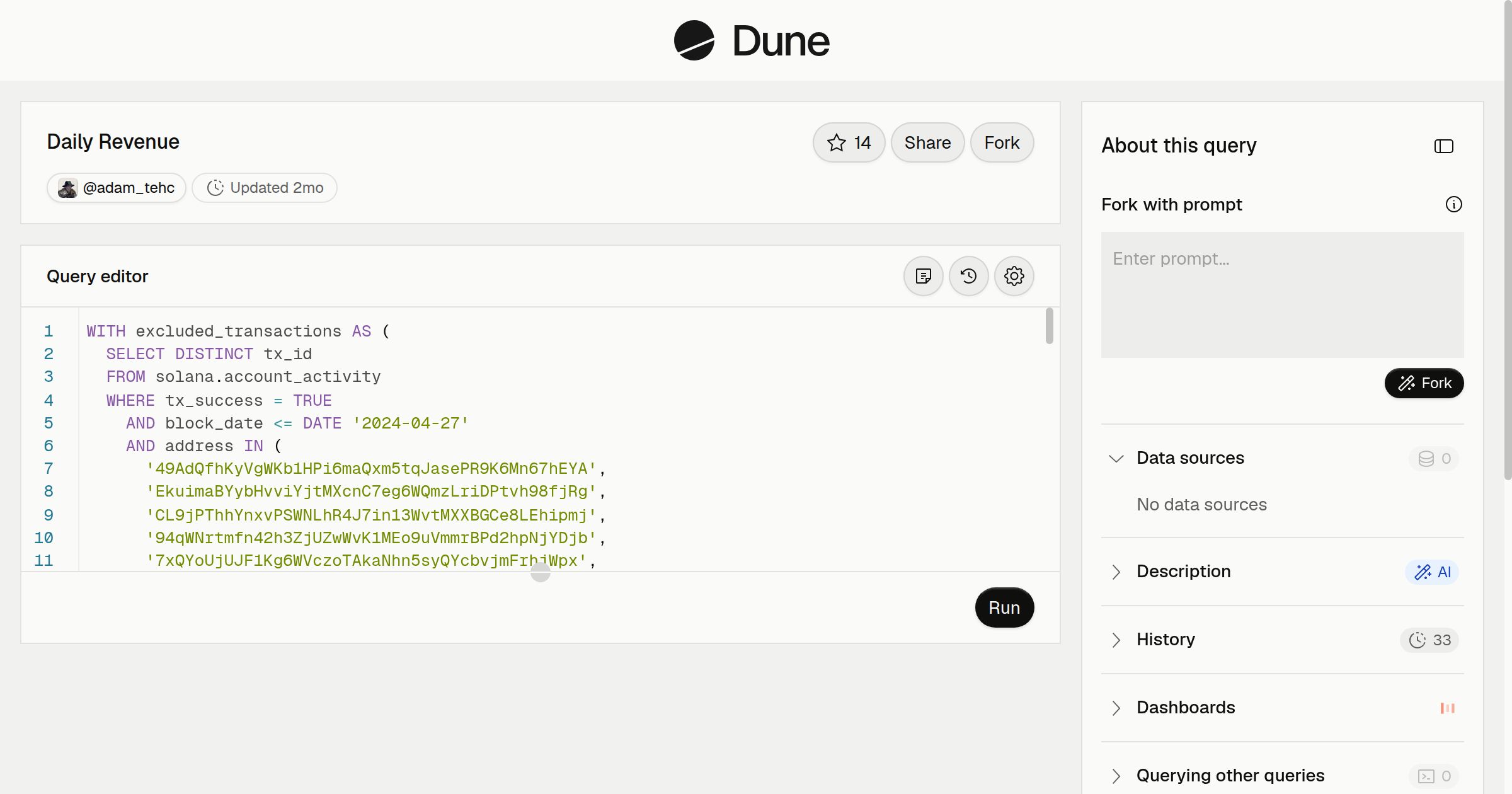 Daily Revenue | Dune