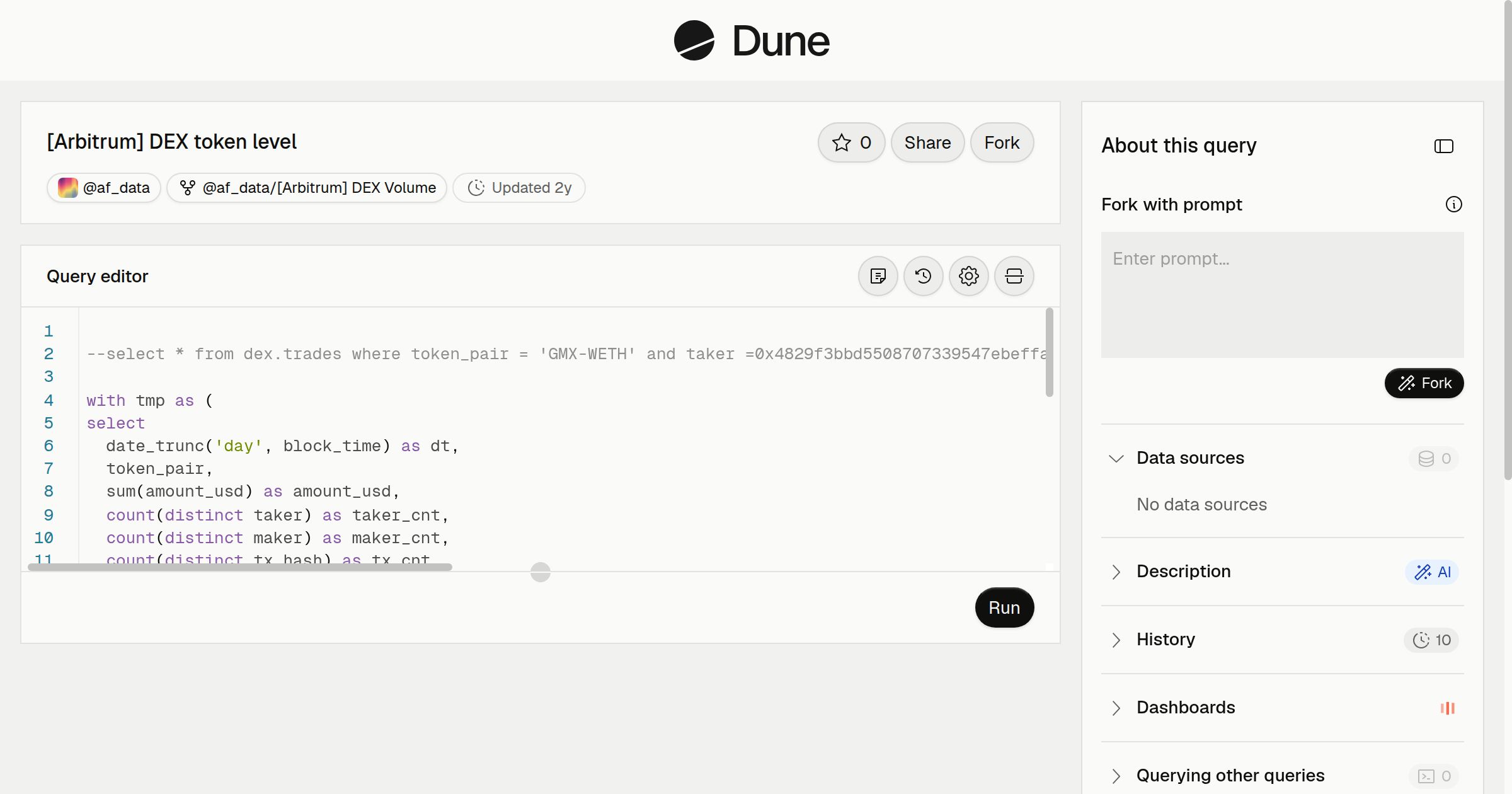 [Arbitrum] DEX token level | Dune