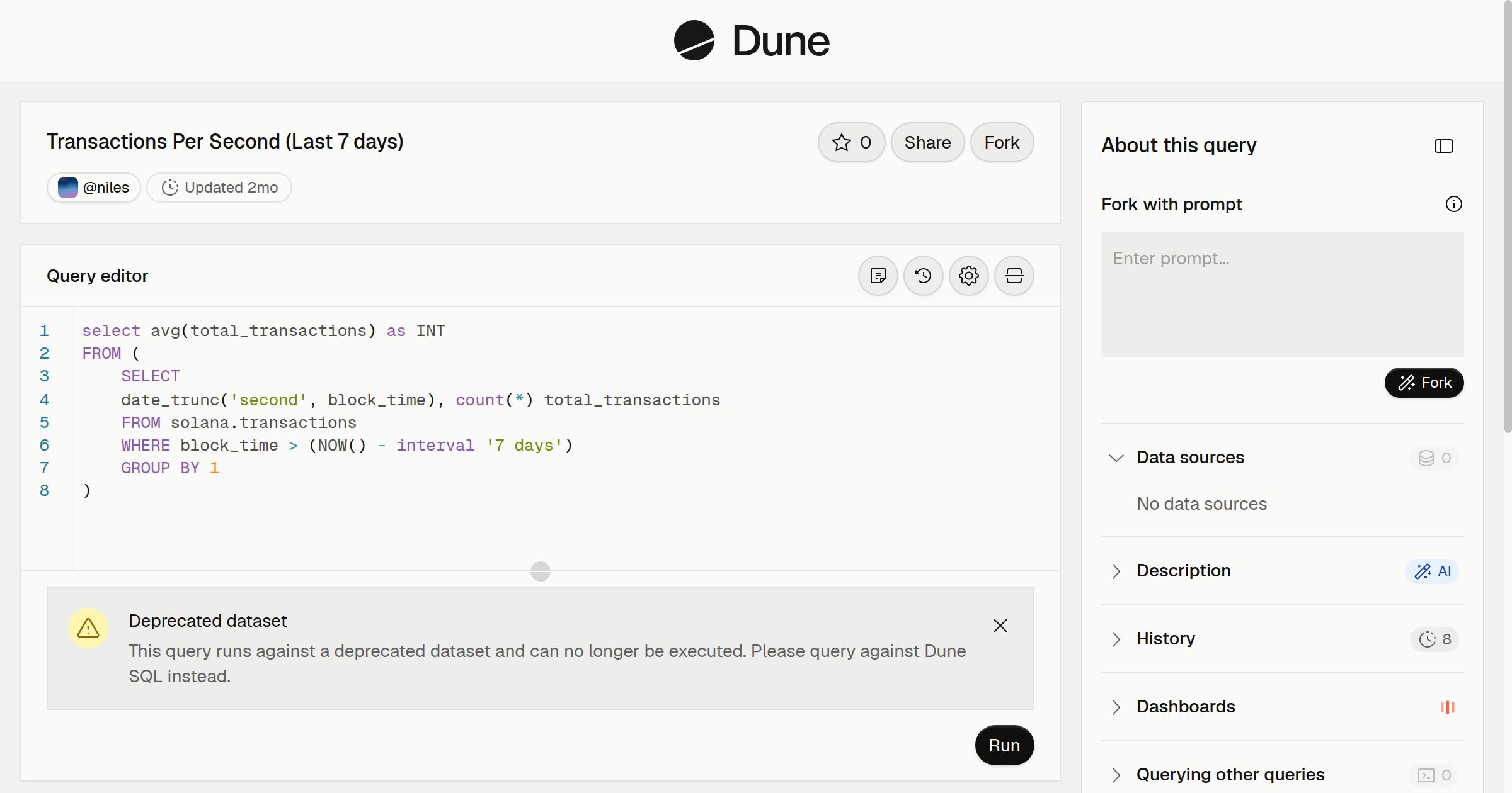Transactions Per Second (Last 7 days) | Dune