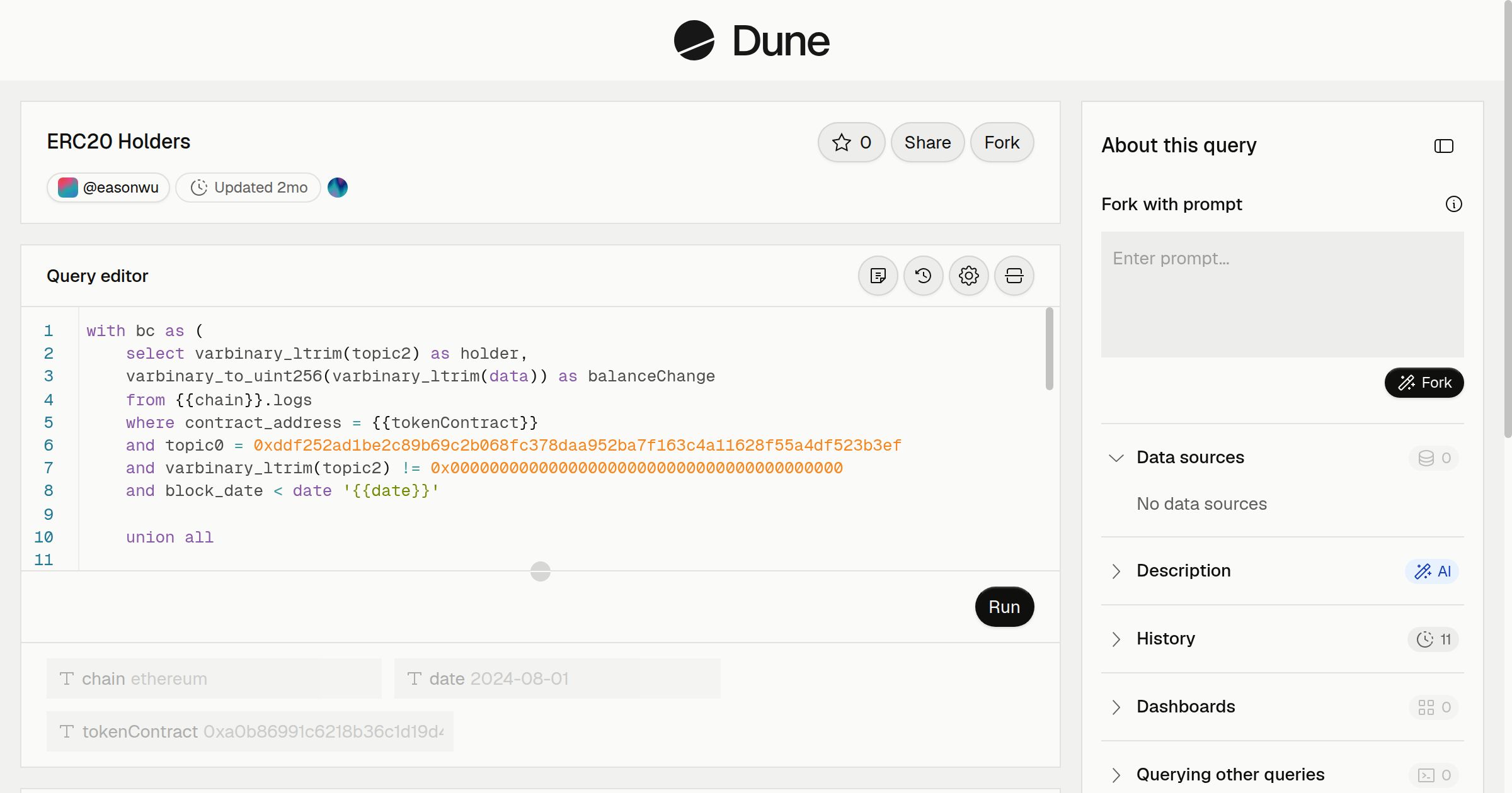 ERC20 Holders | Dune