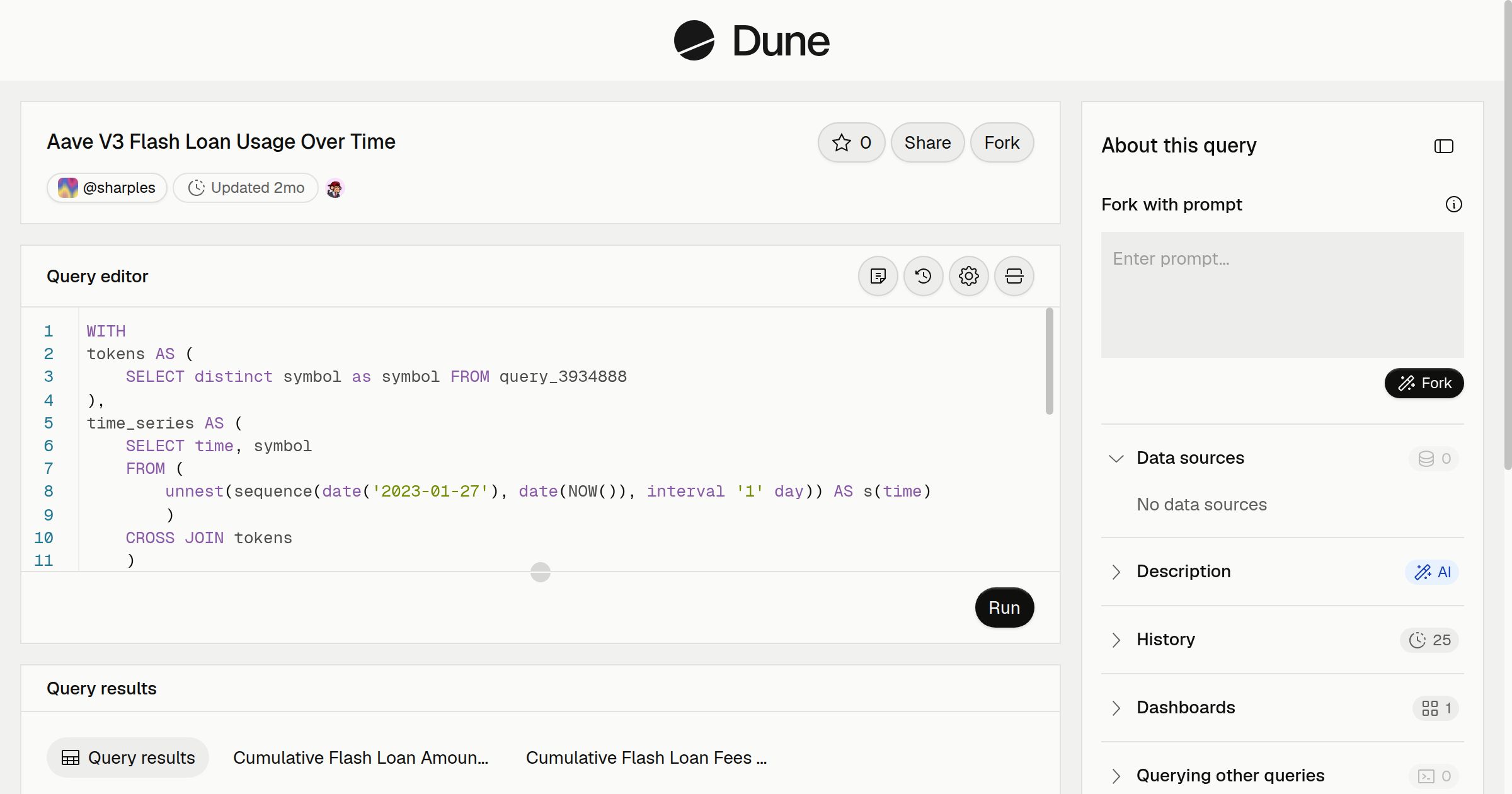Aave V3 Flash Loan Usage Over Time | Dune