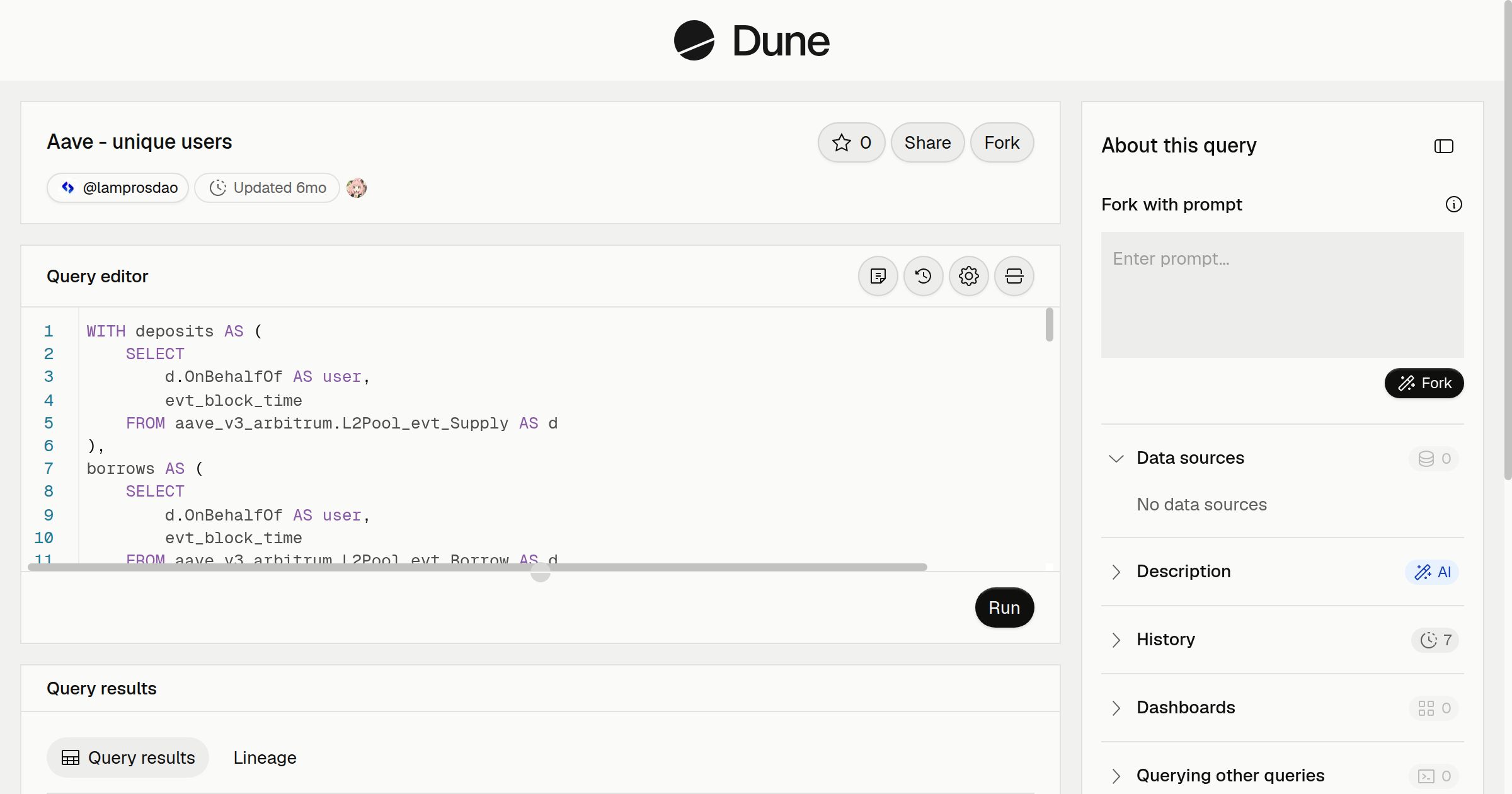 Aave - unique users | Dune