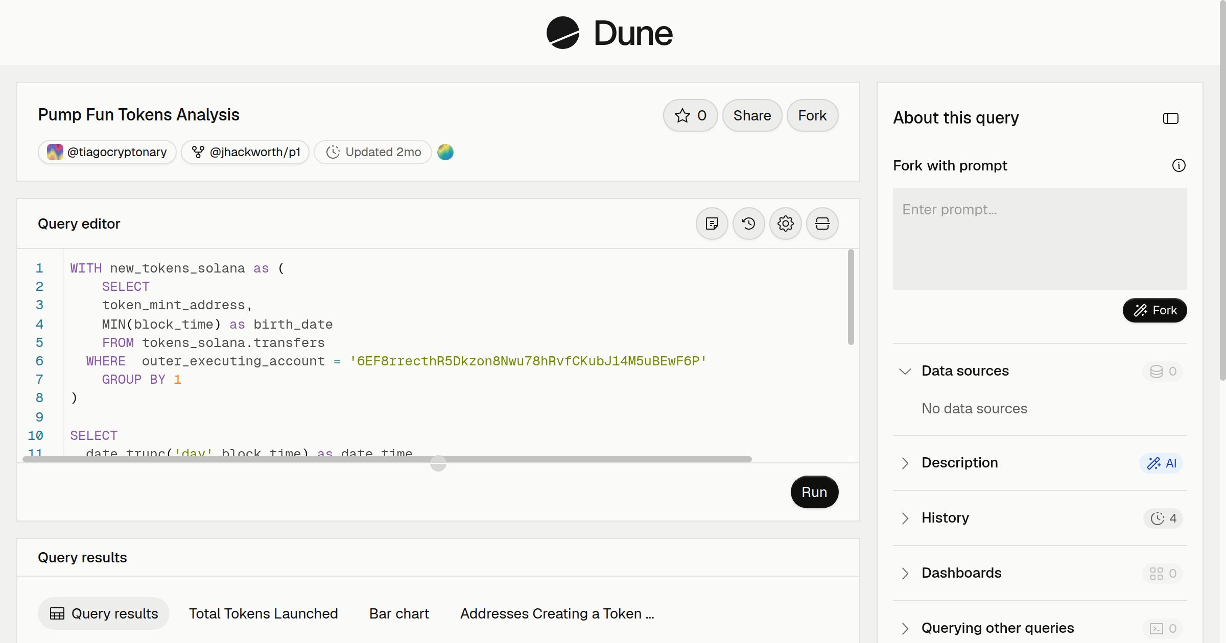 Pump Fun Tokens Analysis | Dune