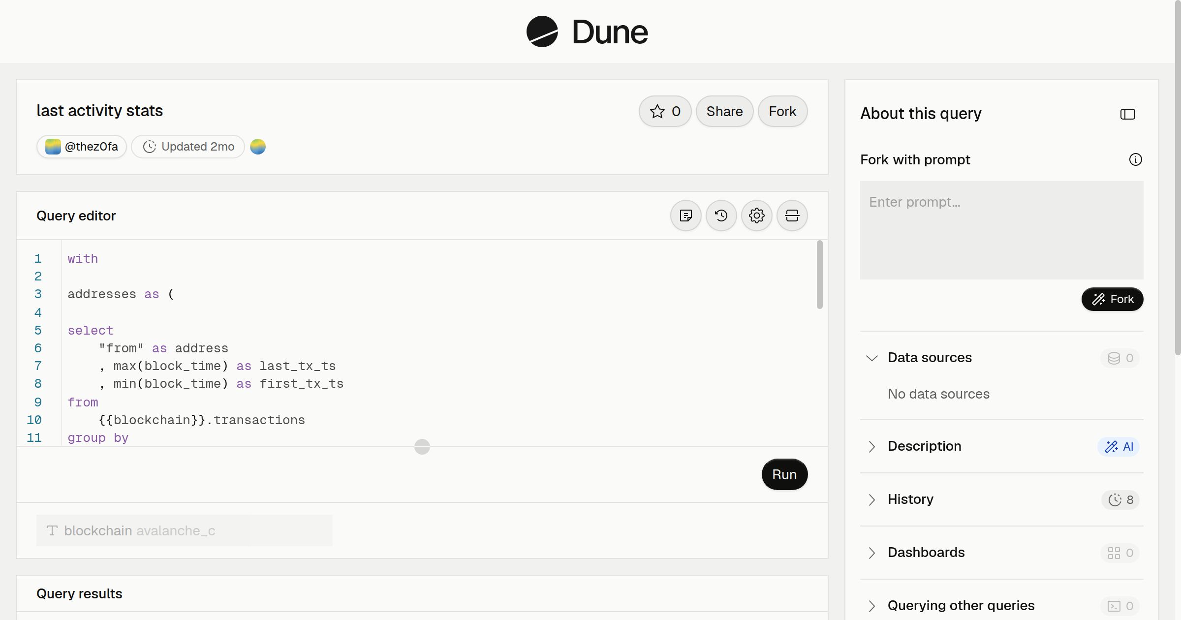 last activity stats | Dune