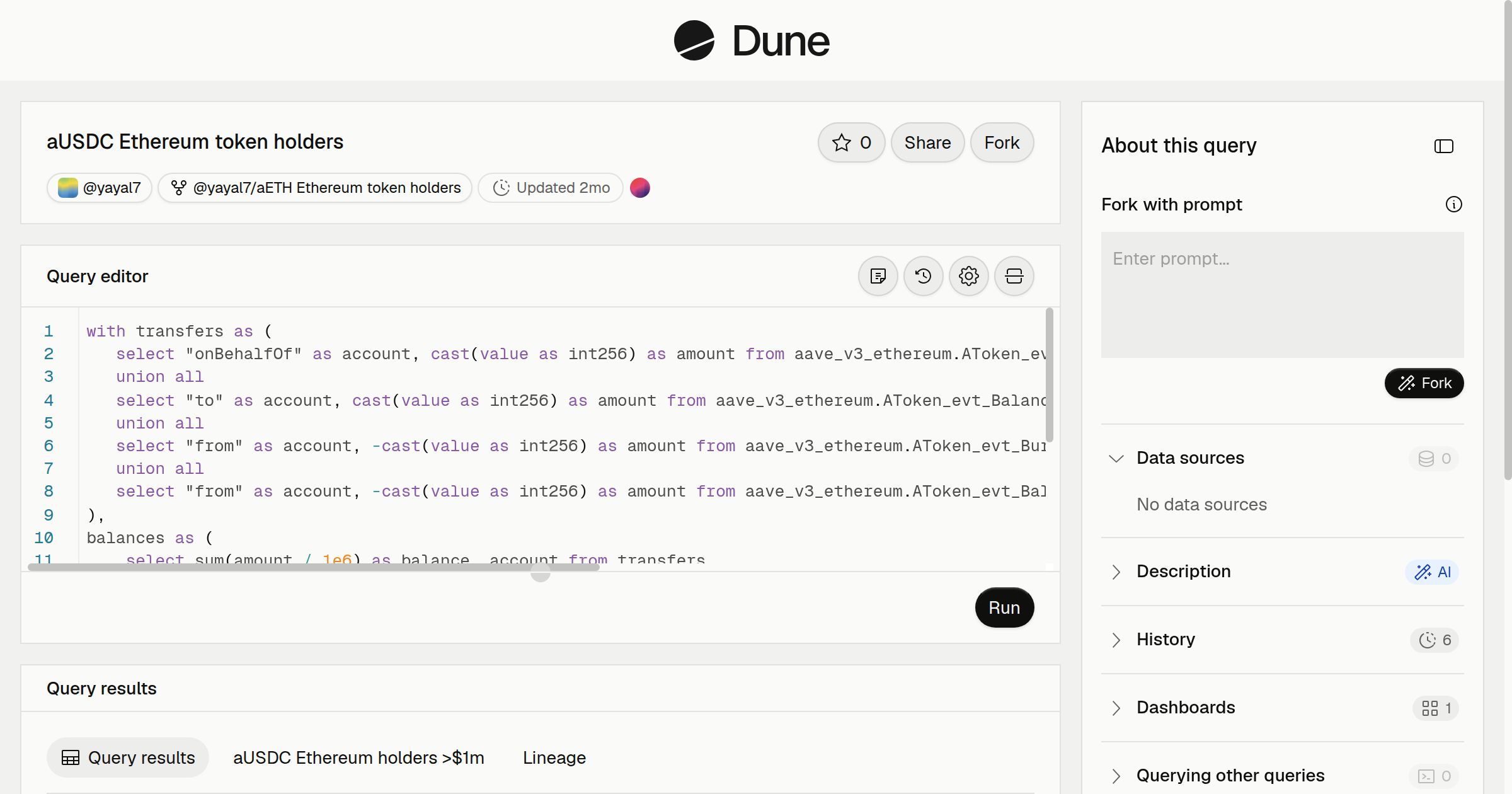 aUSDC Ethereum token holders | Dune