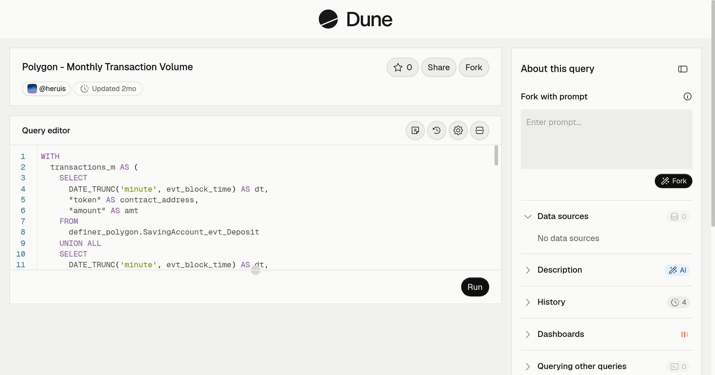 Polygon - Monthly Transaction Volume | Dune