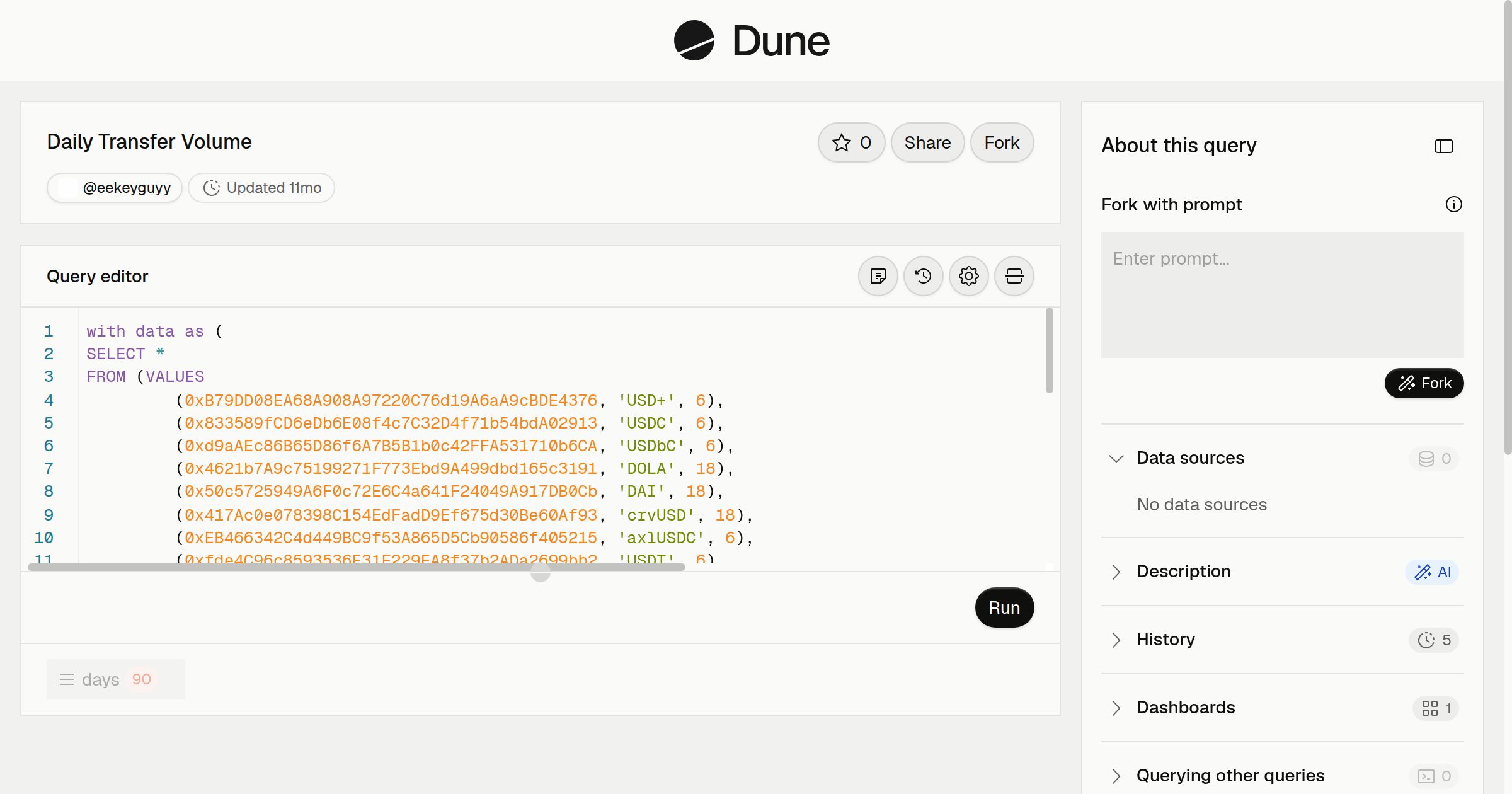 Daily Transfer Volume | Dune