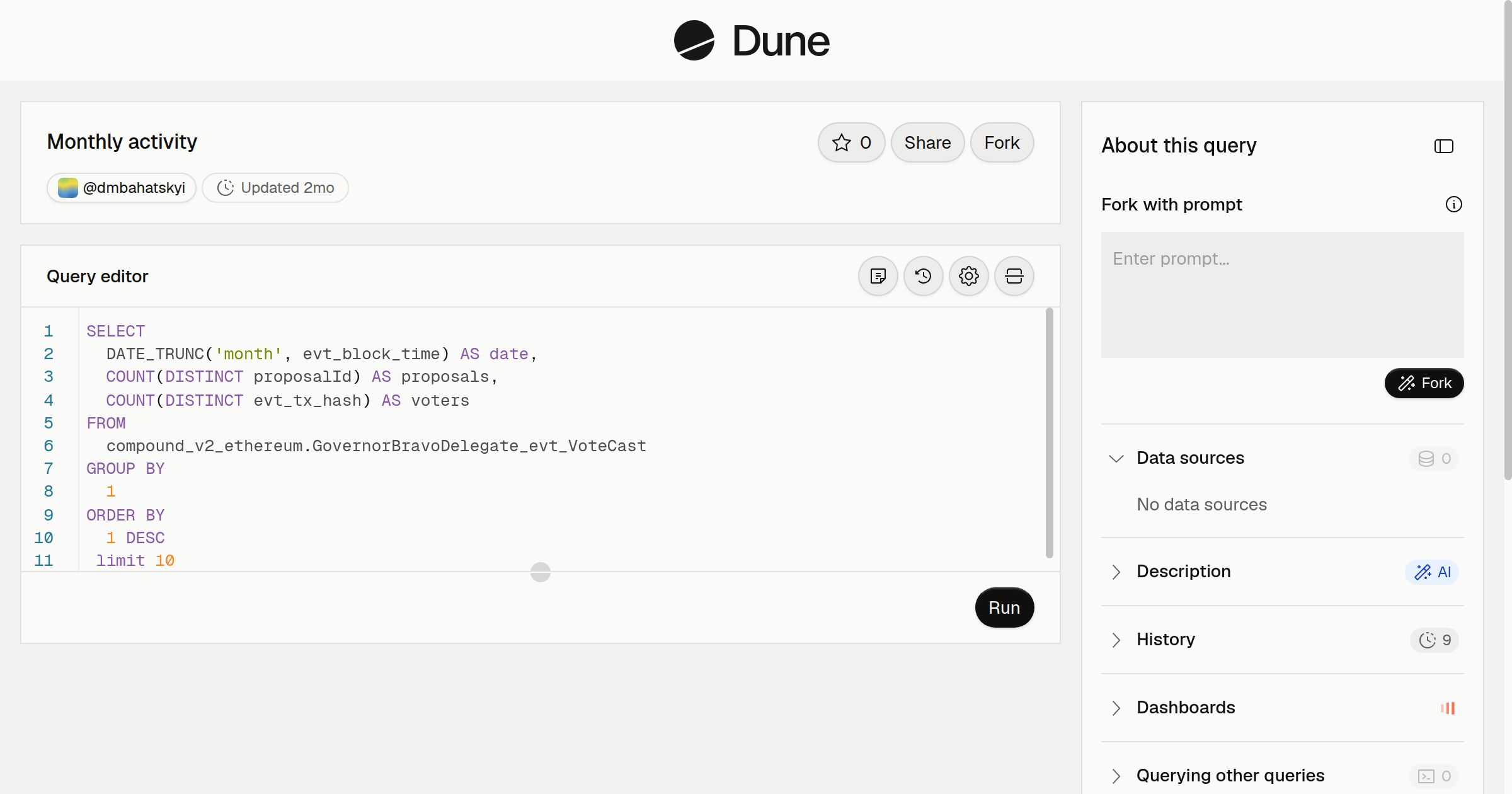 Monthly activity | Dune