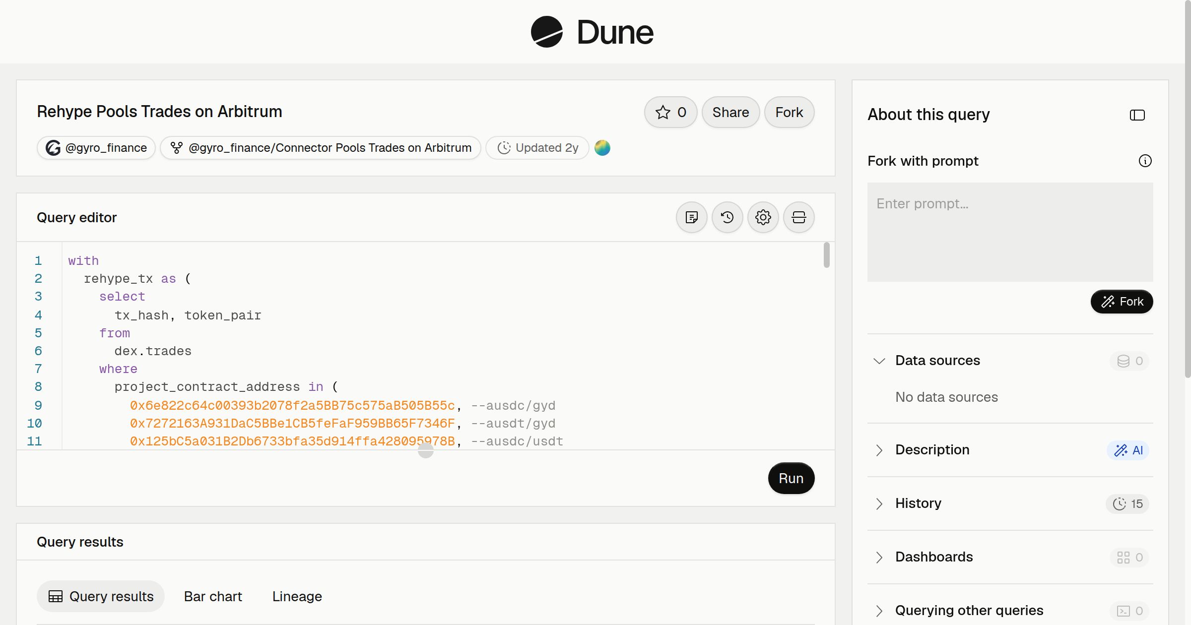 Rehype Pools Trades on Arbitrum | Dune