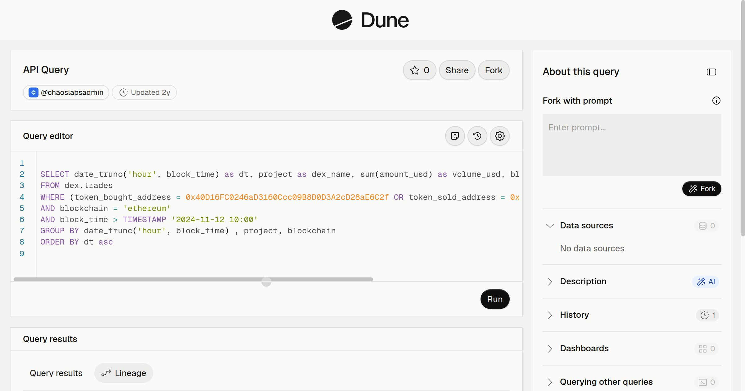 API Query | Dune