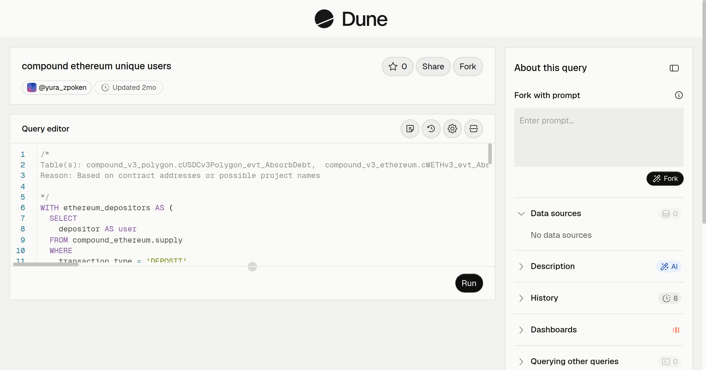 compound ethereum unique users | Dune