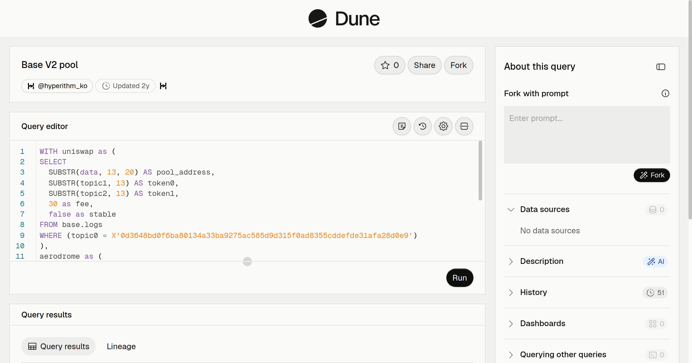 Base V2 pool | Dune