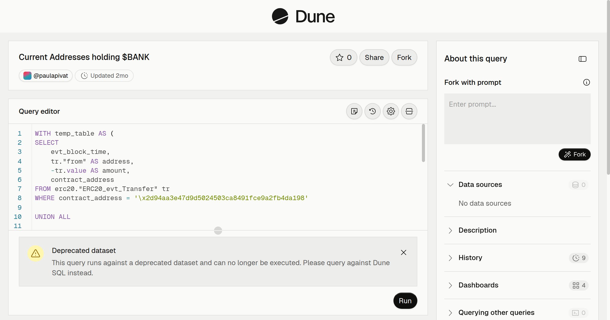 Current Addresses holding $BANK | Dune