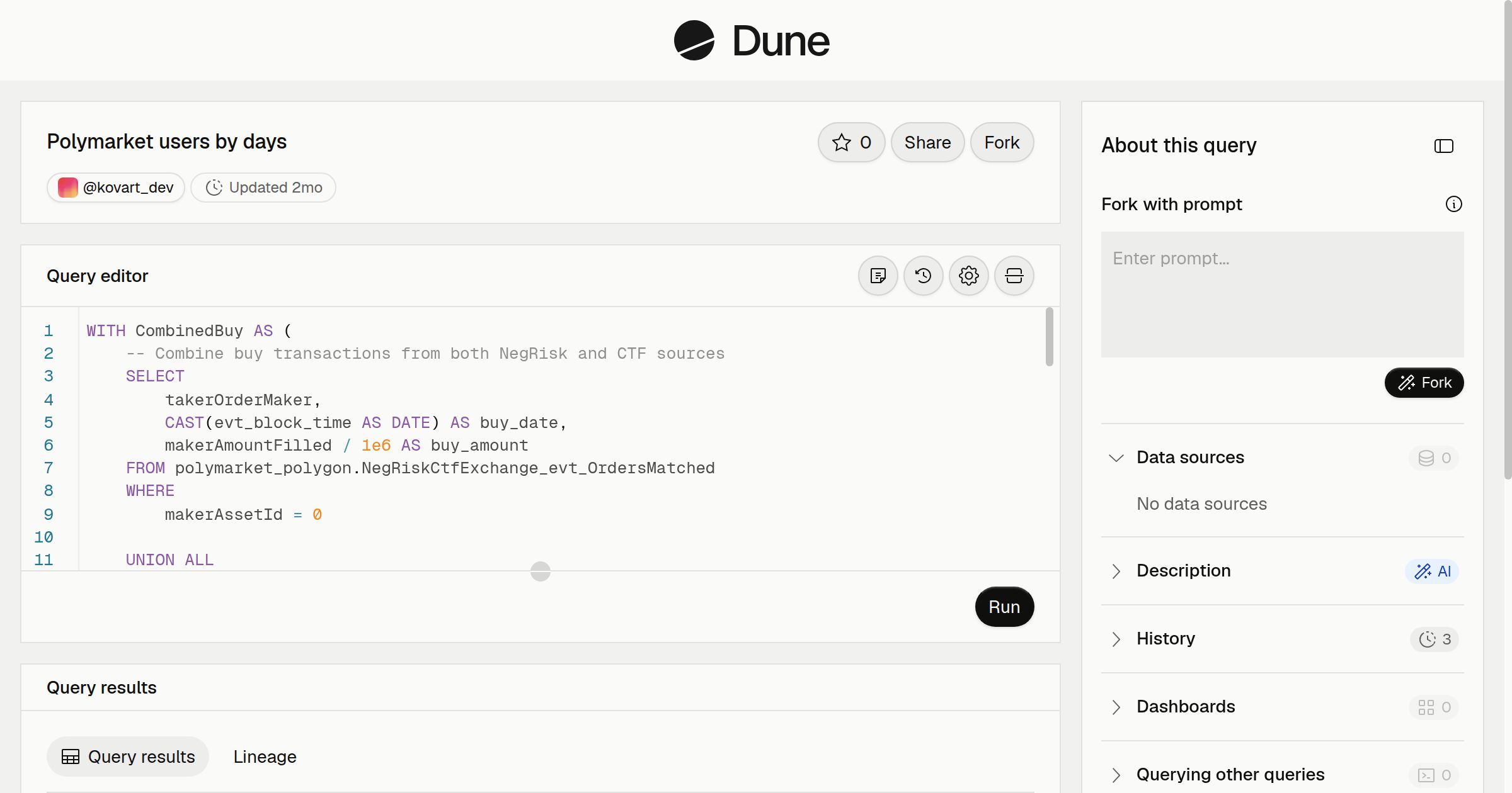 Polymarket users by days | Dune