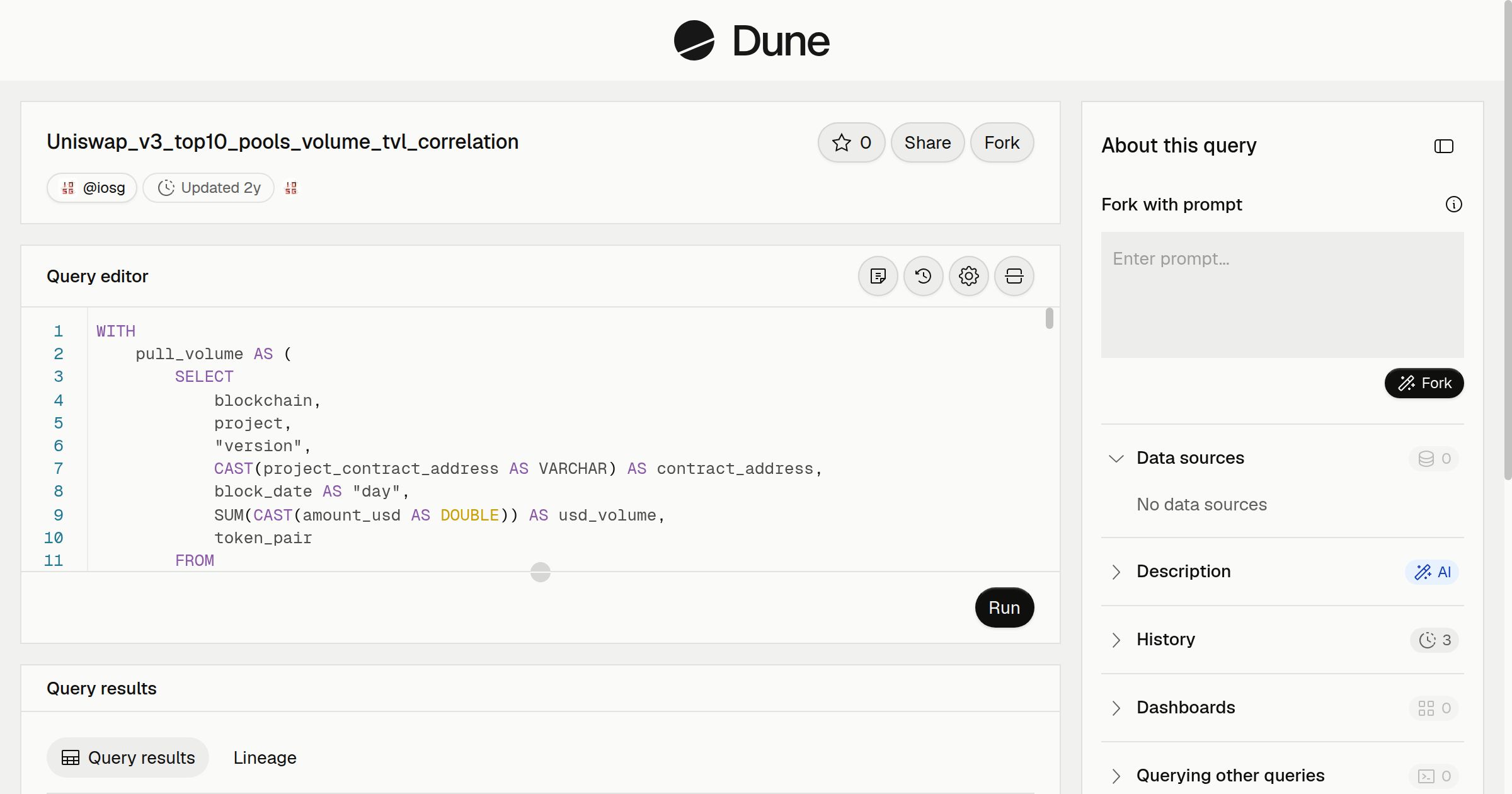 Uniswap_v3_top10_pools_volume_tvl_correlation | Dune
