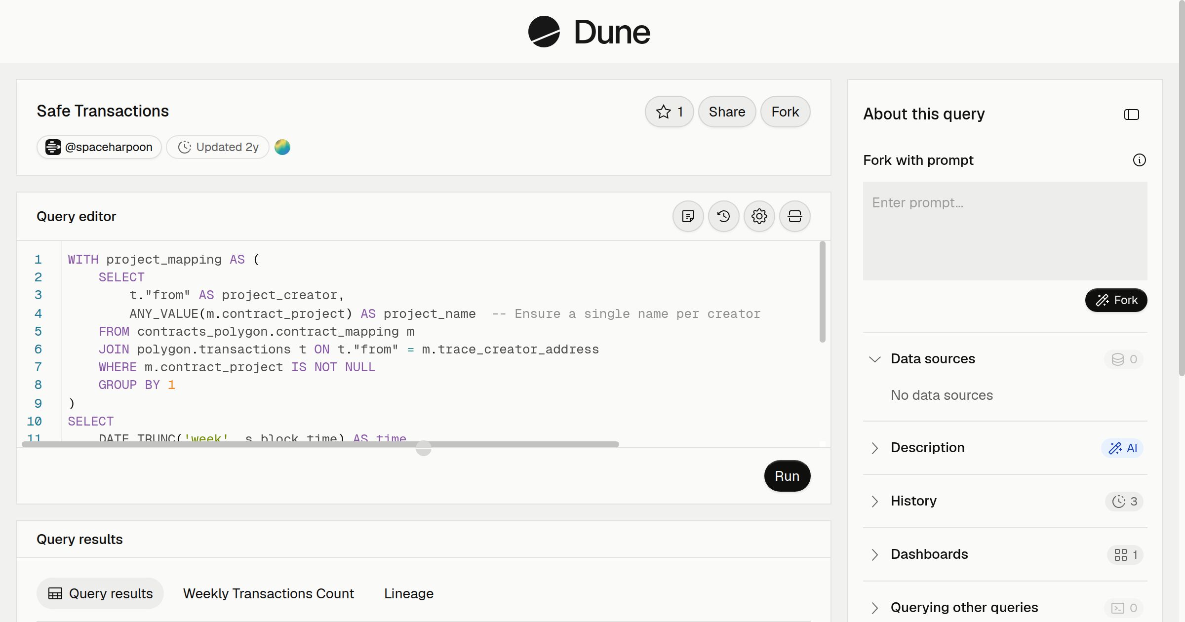 Safe Transactions | Dune